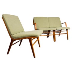 Danish 3-seater sofa, laminated beech and mahogany model AX by Peter Hvidt 1960.
