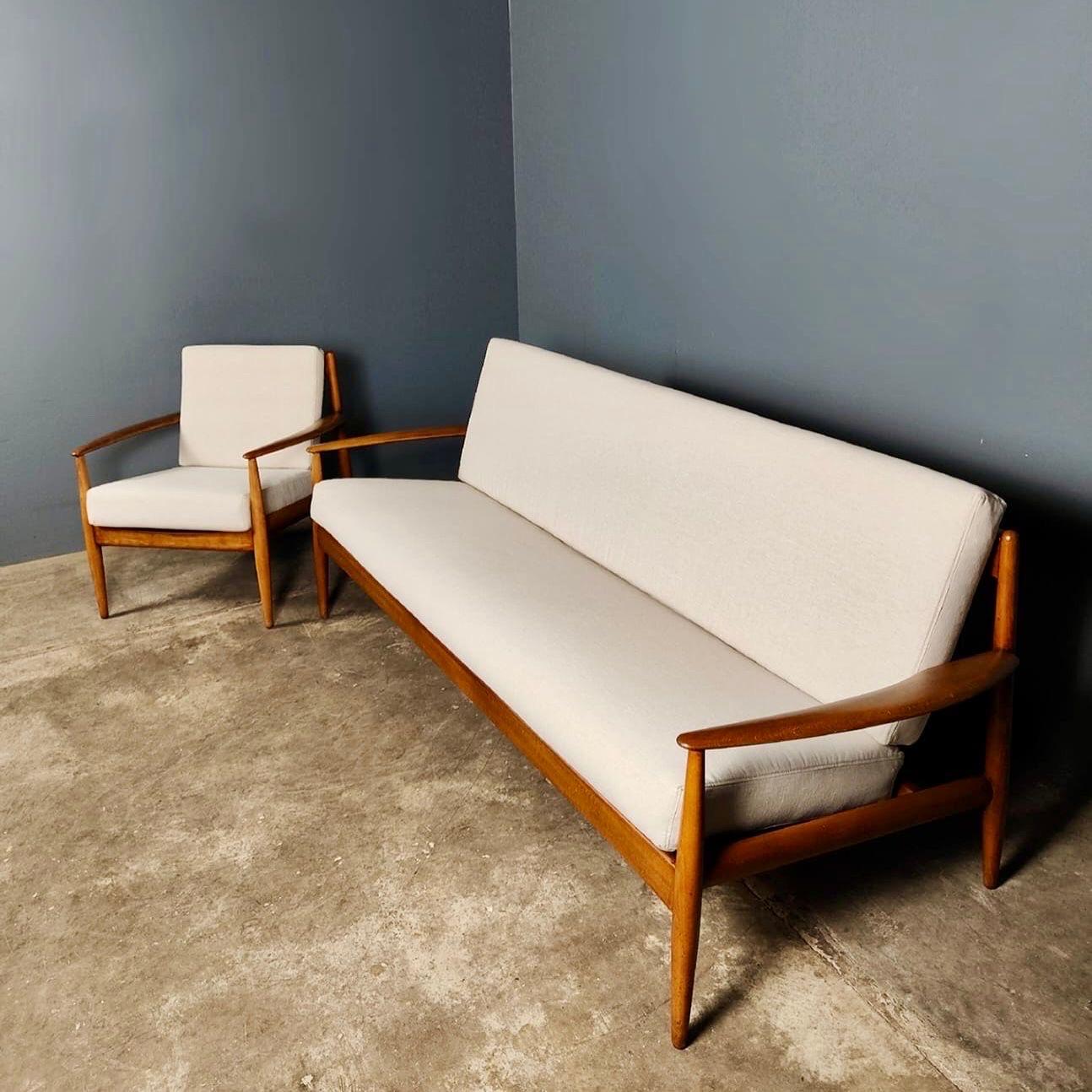 New Stock ✅

Mid Century Danish Teak 3 Seater Sofa and Matching Armchair Model 118 by Grete Jalk for France & Son and France & Daverkosen

Made in Denmark, in the 1950, this three seater sofa and matching armchair have beautifully sculpted teak