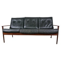 Danish 3 seater sofa, Rosewood and Leather by Grete Jalk for Poul Jepessen 1960.