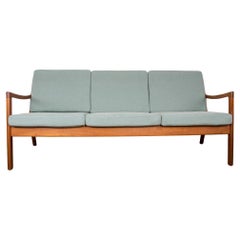 Danish 3-seater sofa, Teak+new fabric, Senator model Ole Wanscher, France & Son.