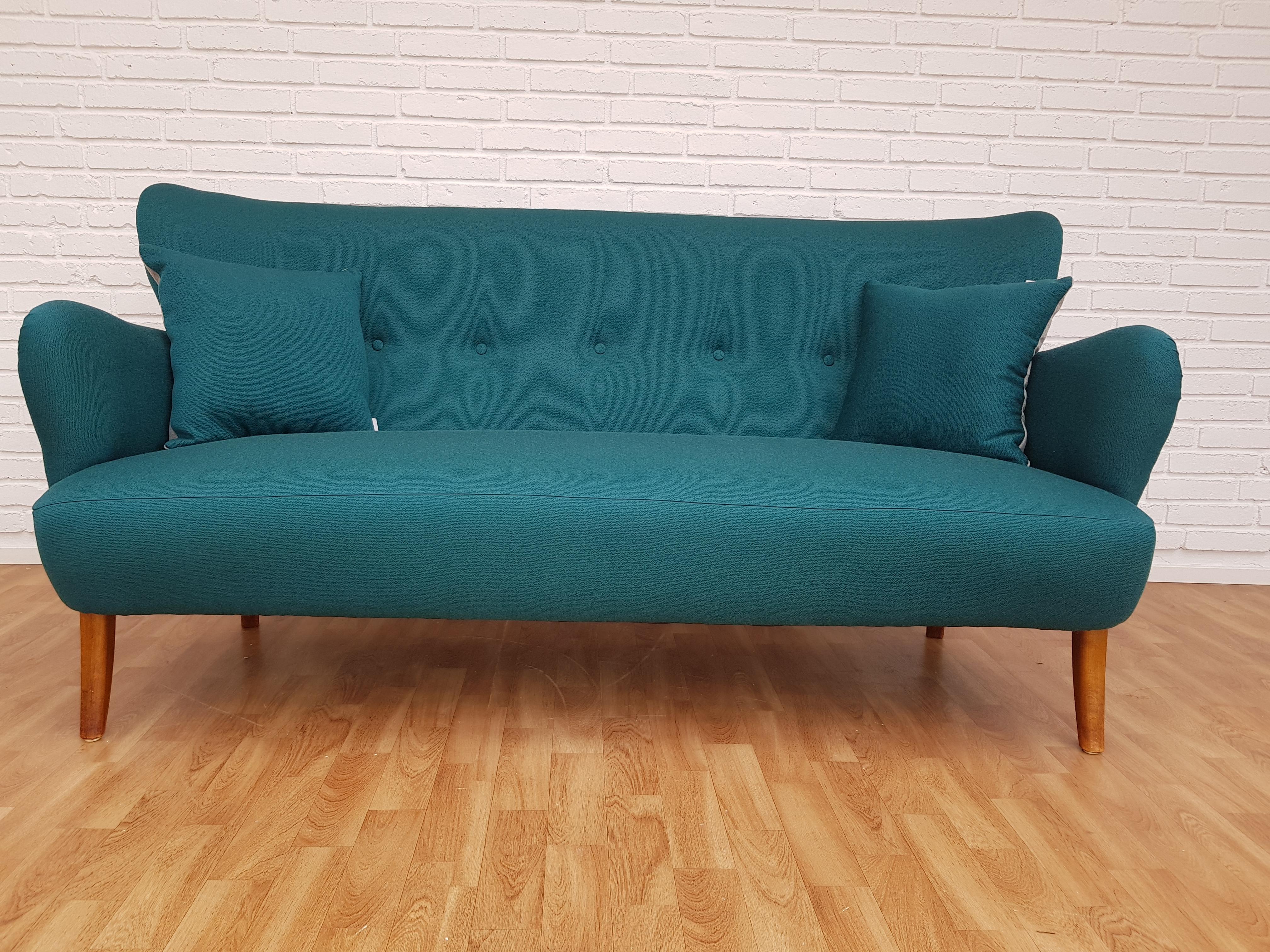Mid-20th Century Danish 3-Seat Sofa, Slagelse Møbelfabrik, 1960s, Wool, Completely Restored