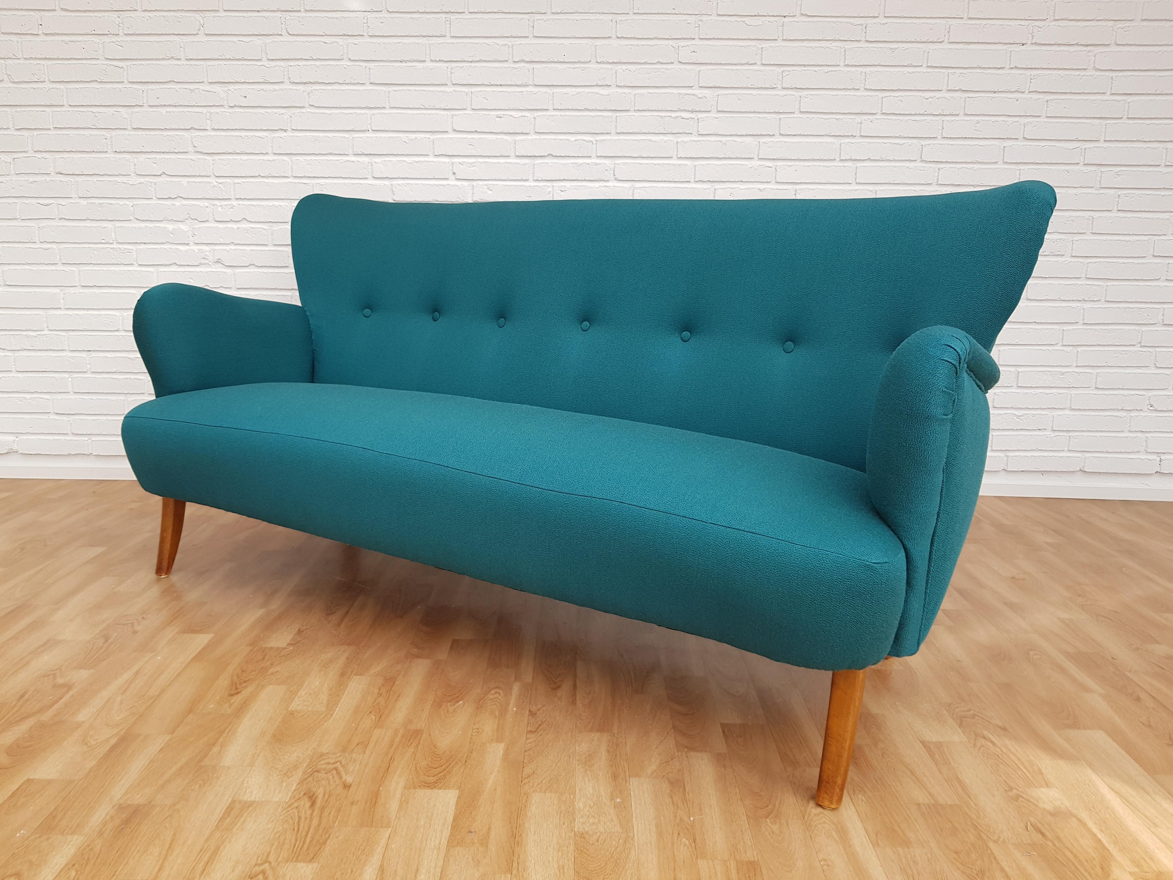Danish 3-Seat Sofa, Slagelse Møbelfabrik, 1960s, Wool, Completely Restored 2