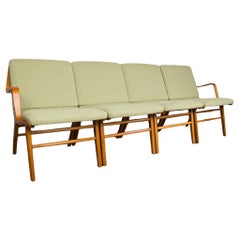 Danish 4-seater sofa, laminated beech and mahogany model AX by Peter Hvidt 1960.