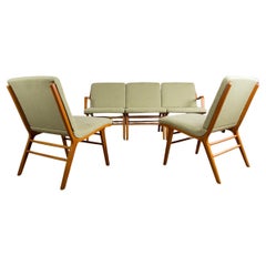 Danish 5-seater sofa, laminated beech and mahogany model AX by Peter Hvidt 1960.
