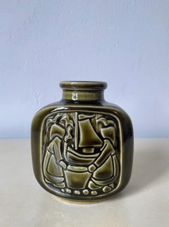 Danish 60s Olive Green Vase by Marianne Starck, Michael Andersen