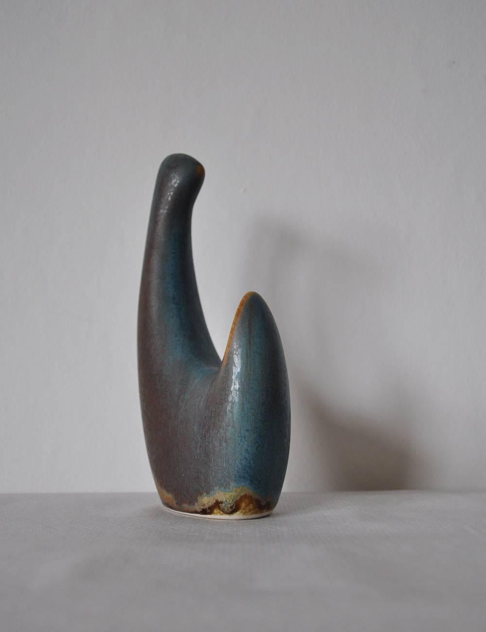 Glazed Danish Abstract Ceramic Cock Figurine by Børge Jørgensen for Søholm, 1960s
