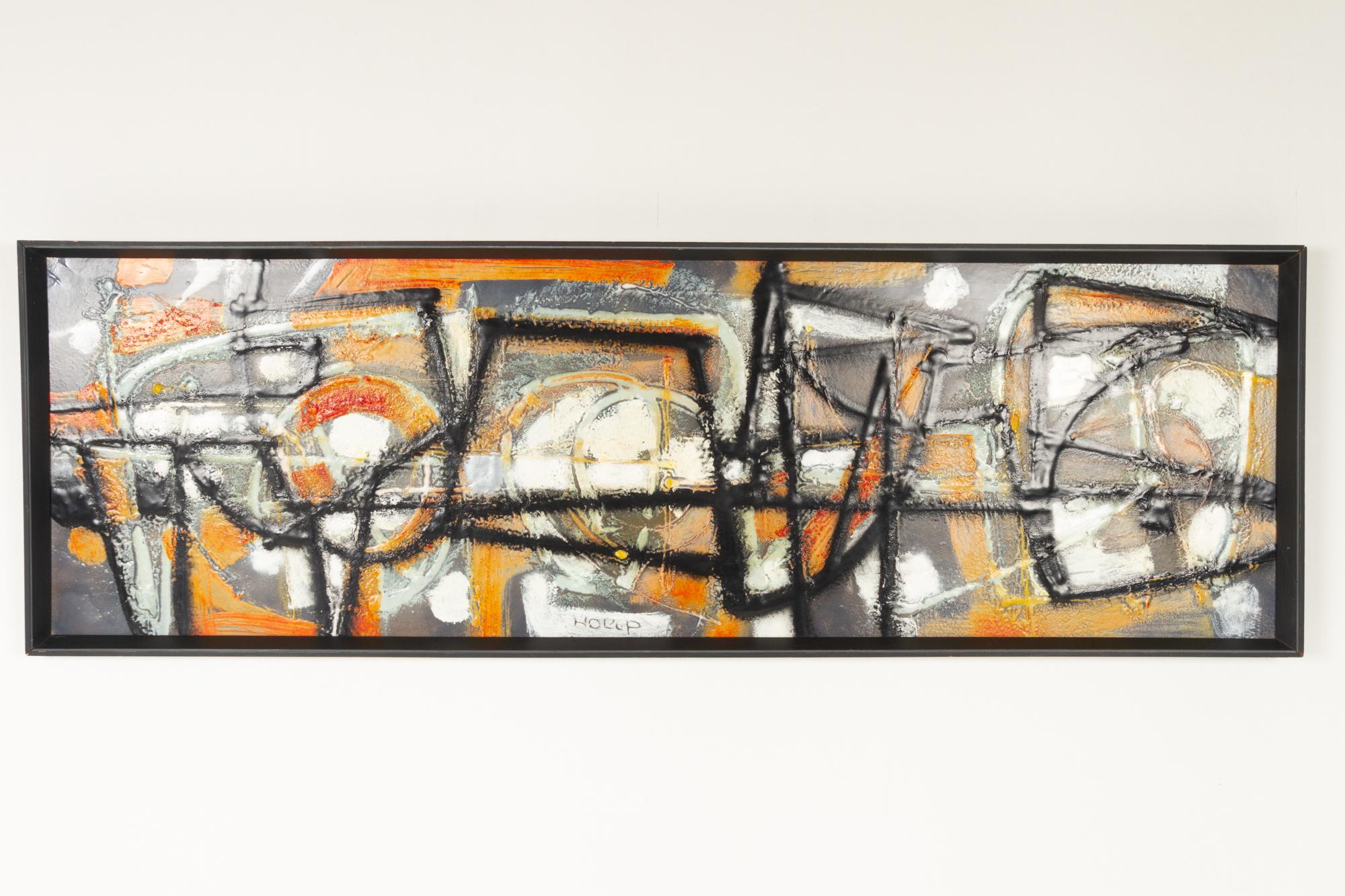 Mid-20th Century Danish Abstract Composition in Enamel on Metal by Knud Horup, 1950s
