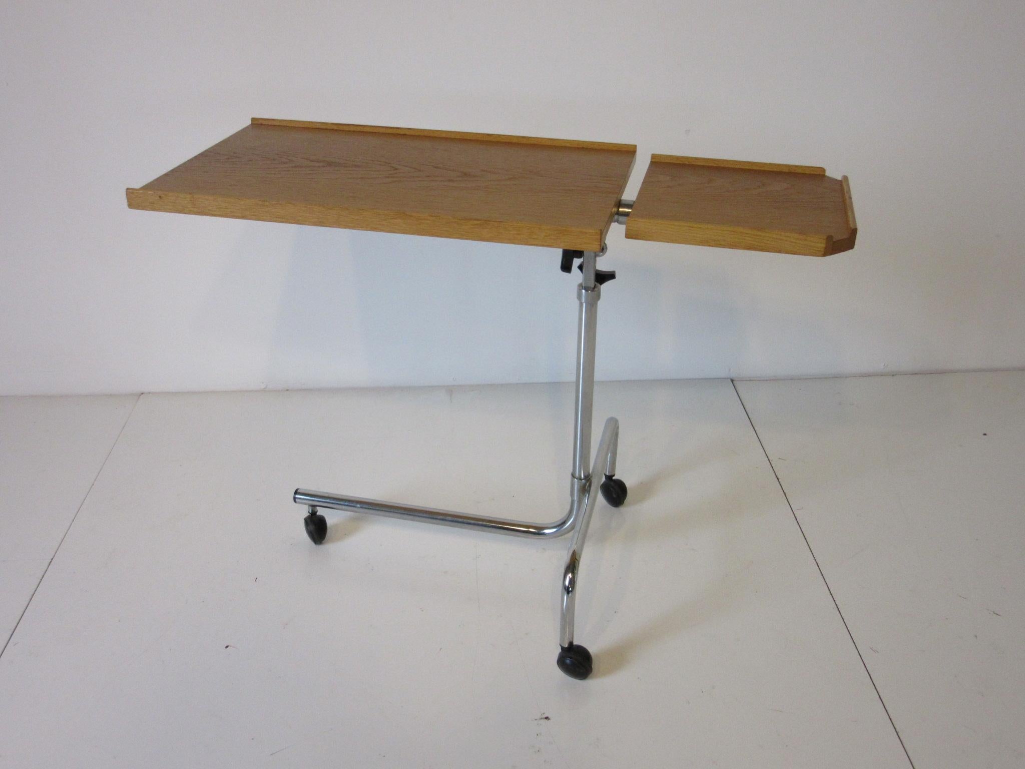 Danish Adjustable Rolling Work / Reading Side Table at 1stDibs