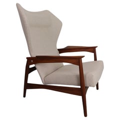 Danish Adjustable Wingback Lounge Chair in Teak, by Ib KOFOD LARSEN