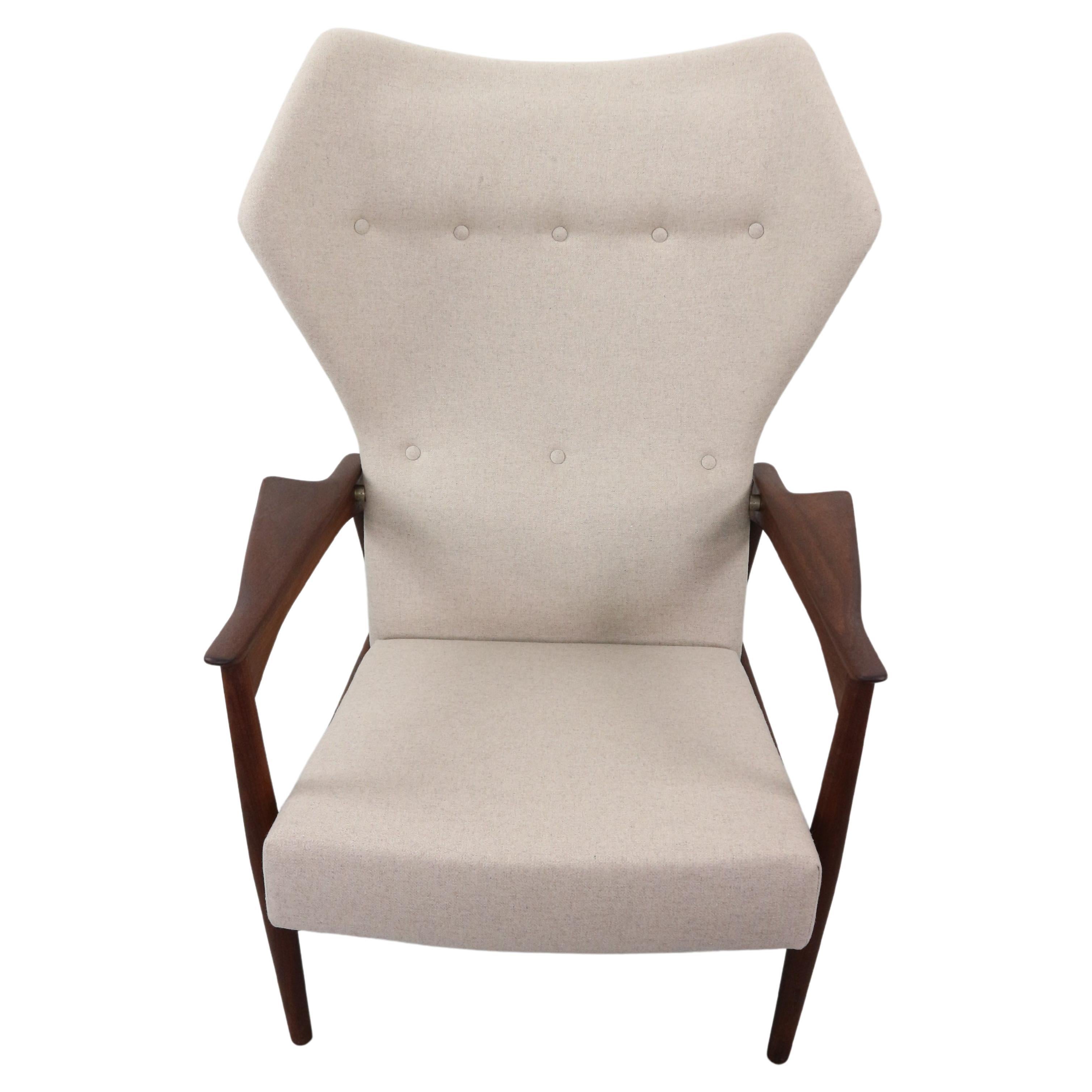 Danish Adjustable Wingback Lounge Chair in Teak, by Ib KOFOD LARSEN For Sale