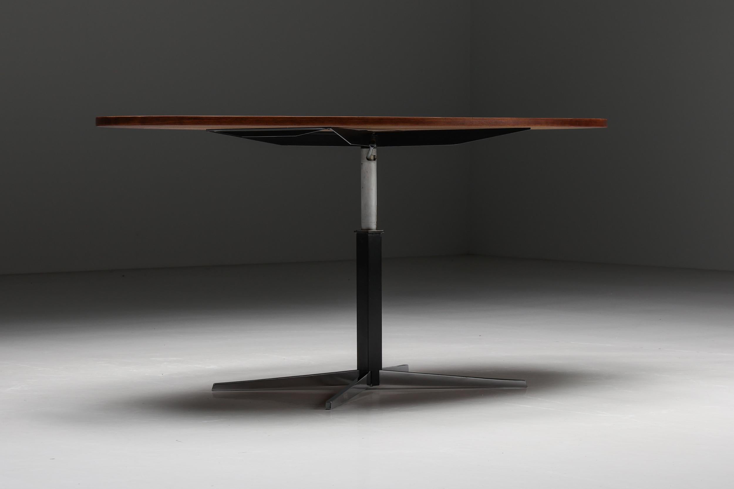 Danish Adjustable Wooden Table with Metal Base, 1970s For Sale 1