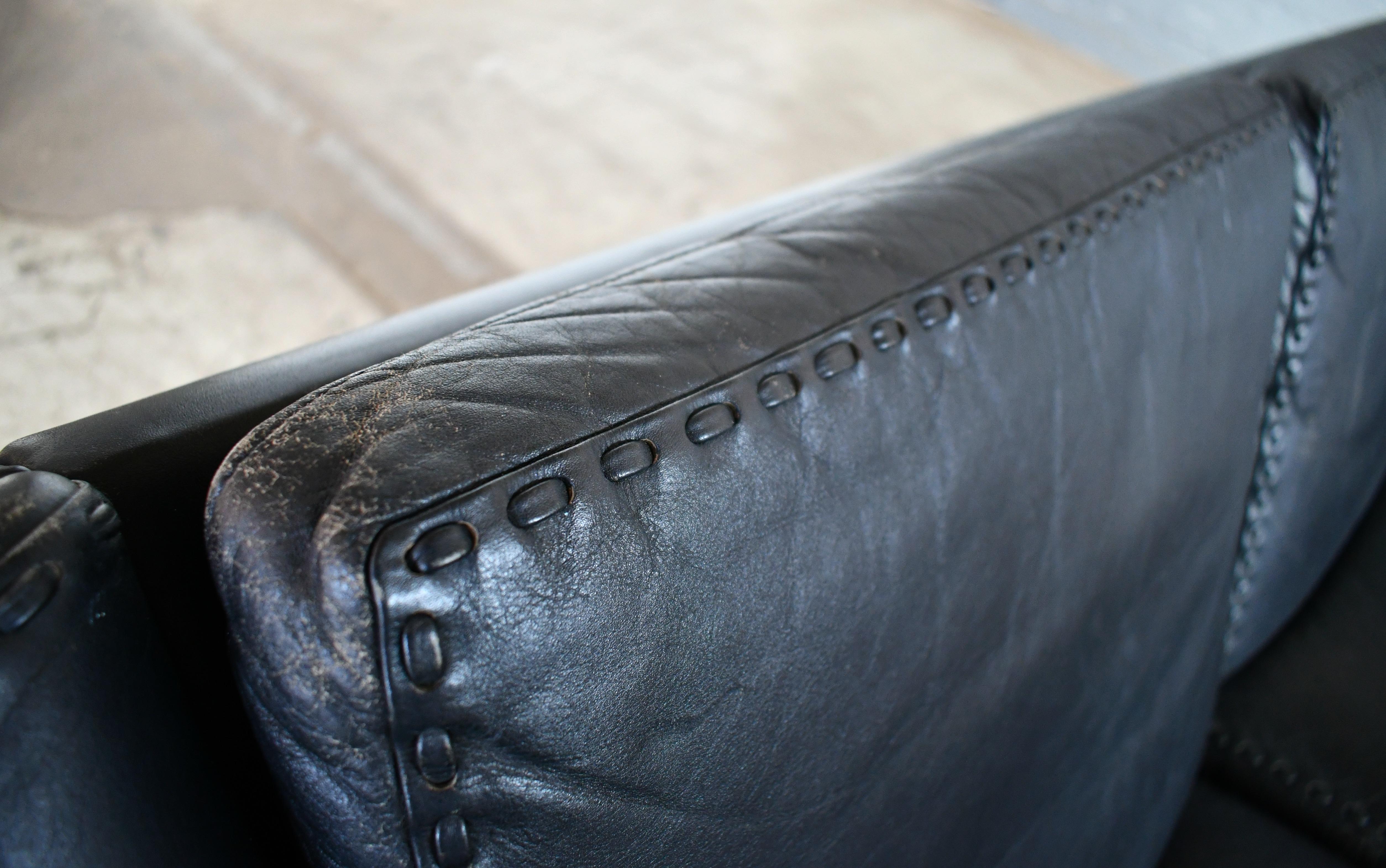 Danish Airport Style Sofa Model Matador in Black Leather by ERAN in 1966 7