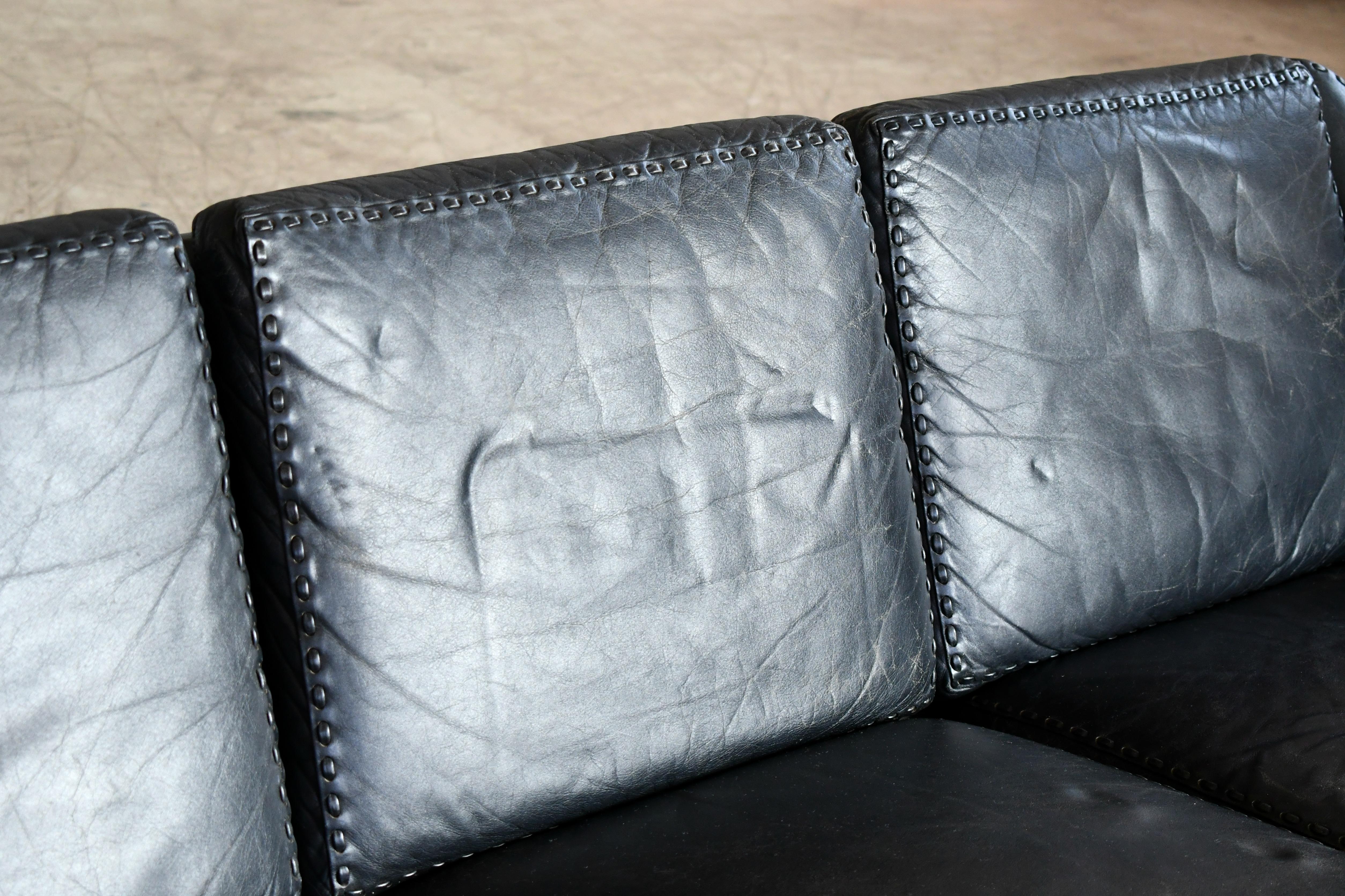 Danish Airport Style Sofa Model Matador in Black Leather by ERAN in 1966 1