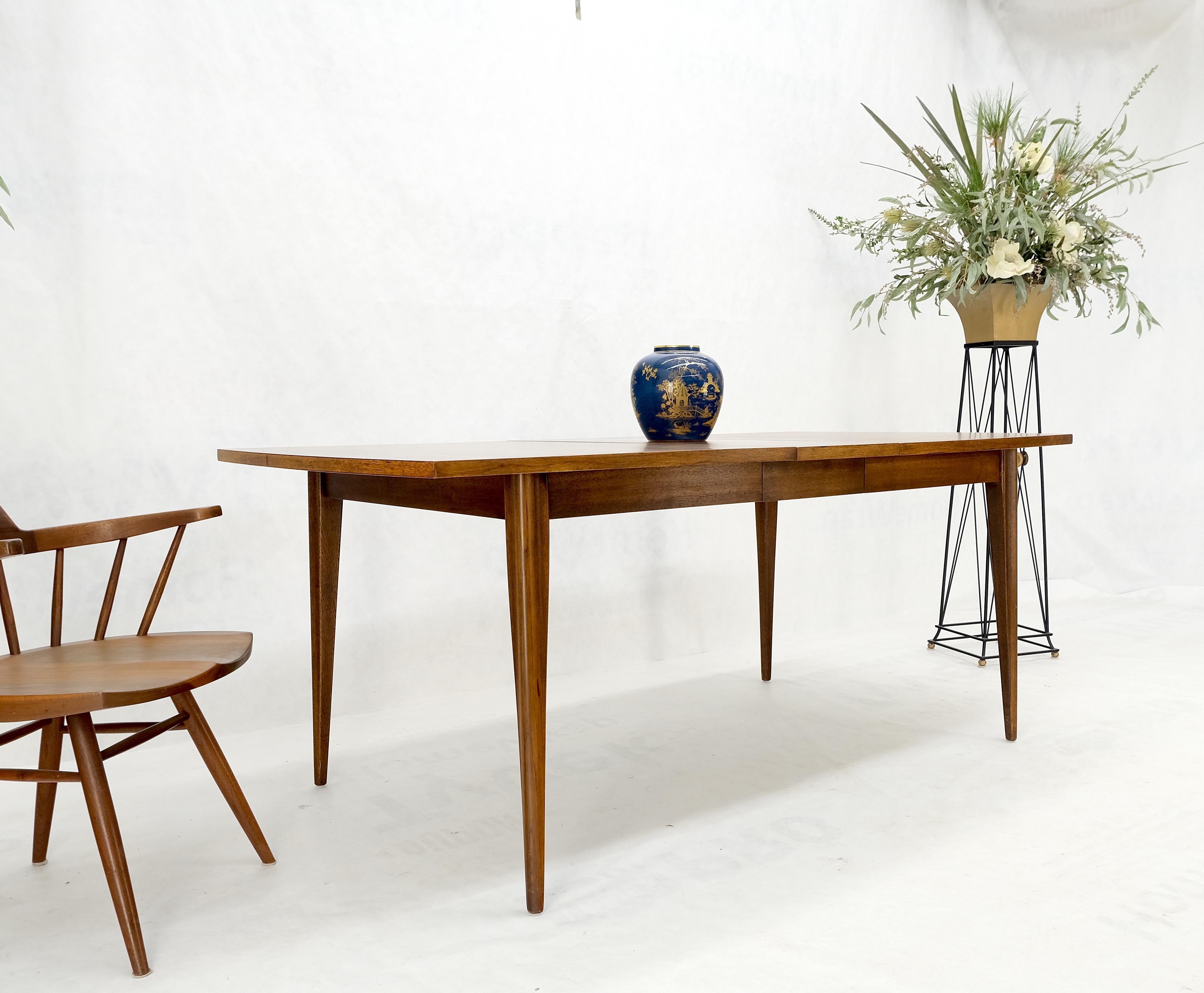 20th Century Danish American Mid-Century Modern Walnut Boat Shape Dining Table 1 Leaf Mint For Sale