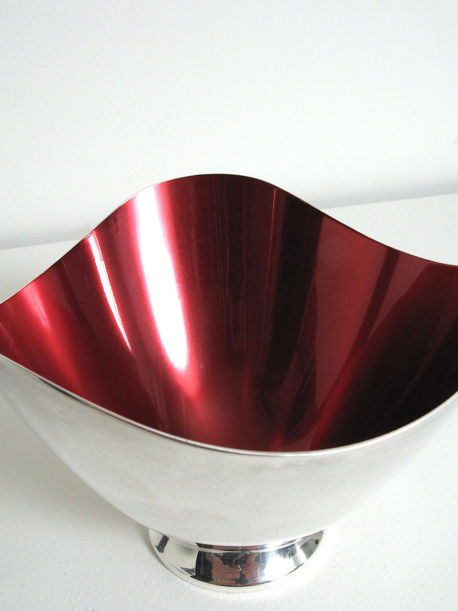 Silver Plate Danish and American Mid Century Enameled Bowls For Sale