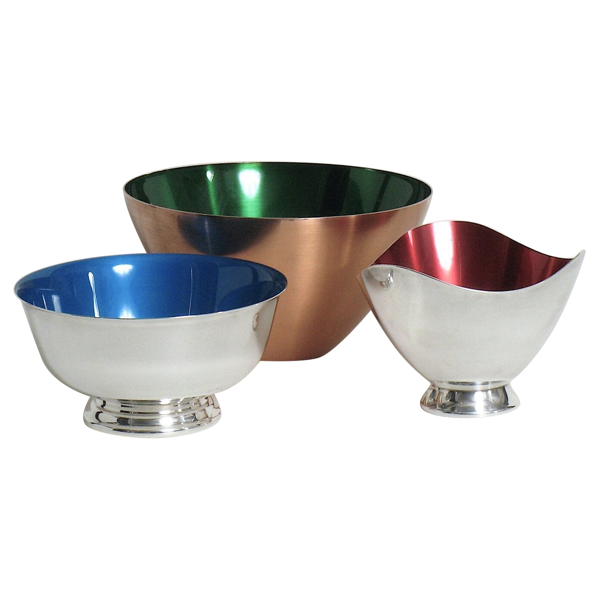Danish and American Mid Century Enameled Bowls For Sale