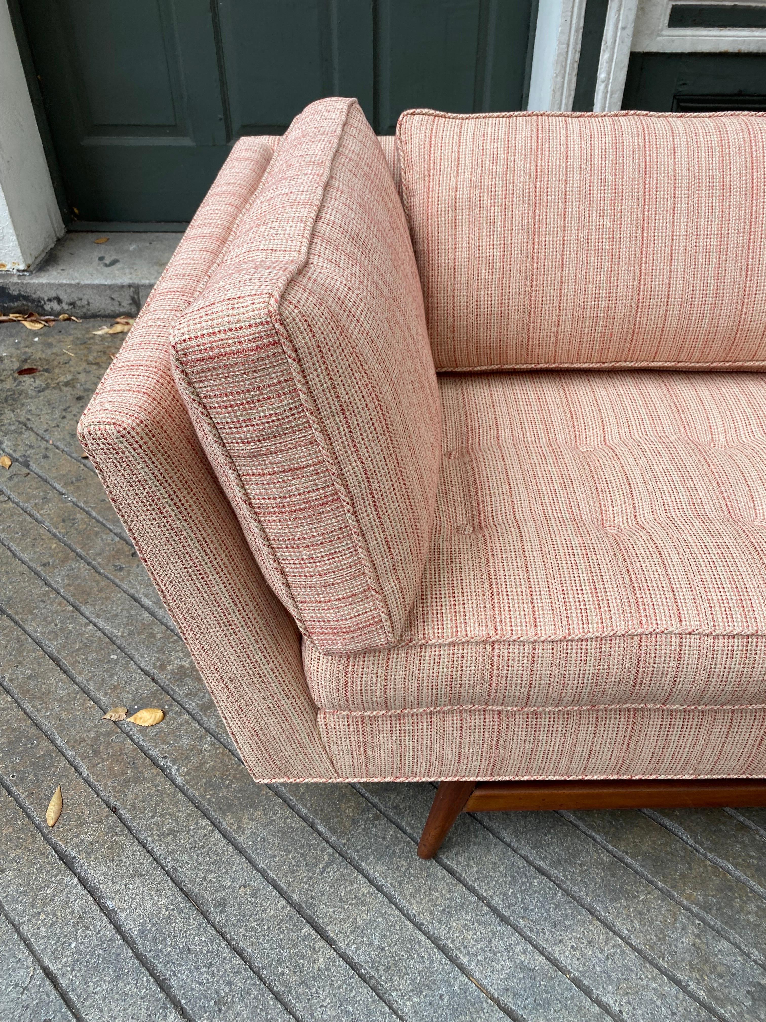 Scandinavian Modern Danish Angle Arm Upholstered Sofa For Sale