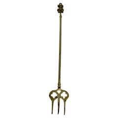 Danish Used Brass Fireplace Neptune Toasting-fork