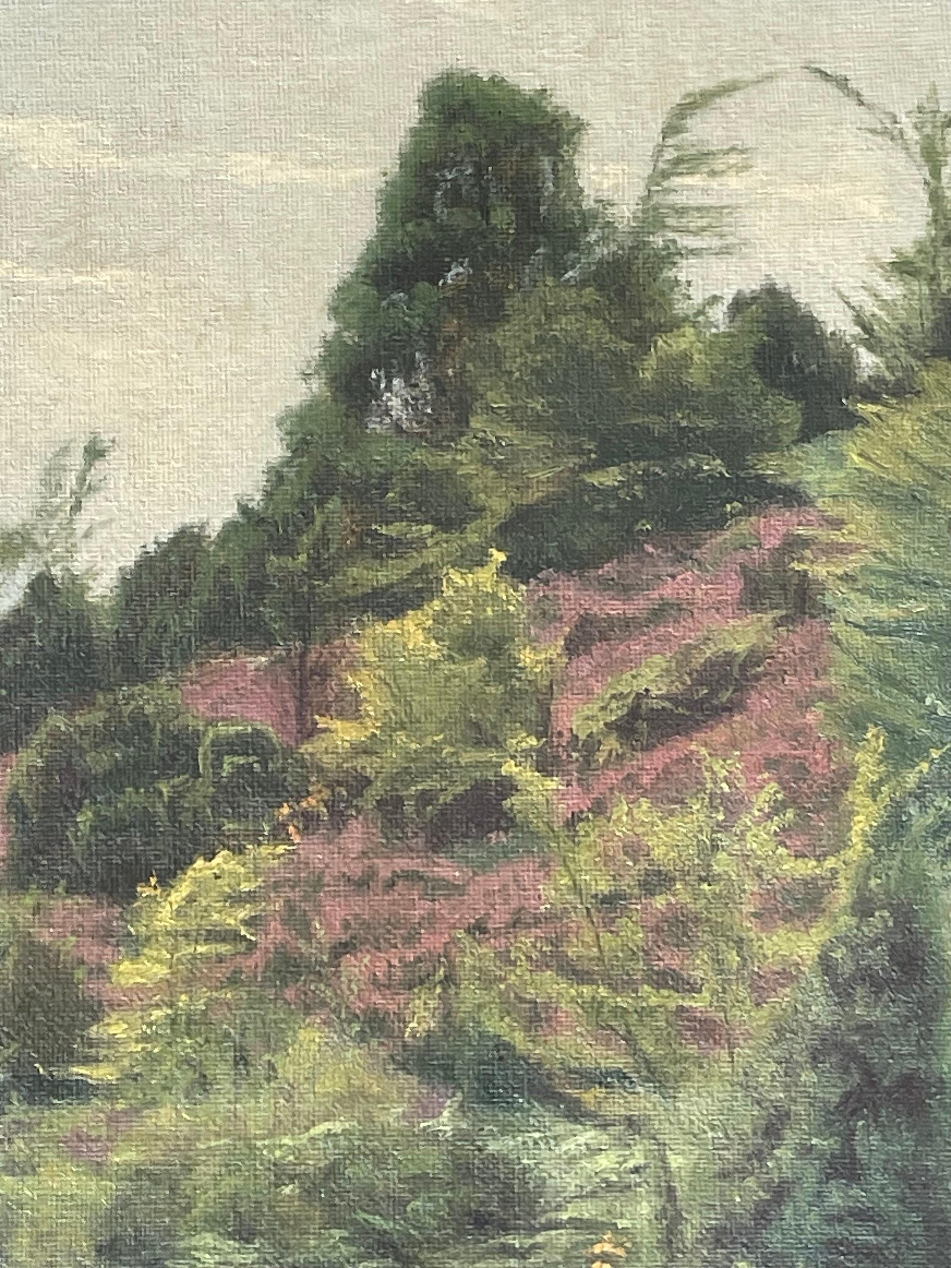 Danois Peinture à l'huile danoise ancienne du début du 20e siècle représentant un paysage, par Rasmus Larsen en vente