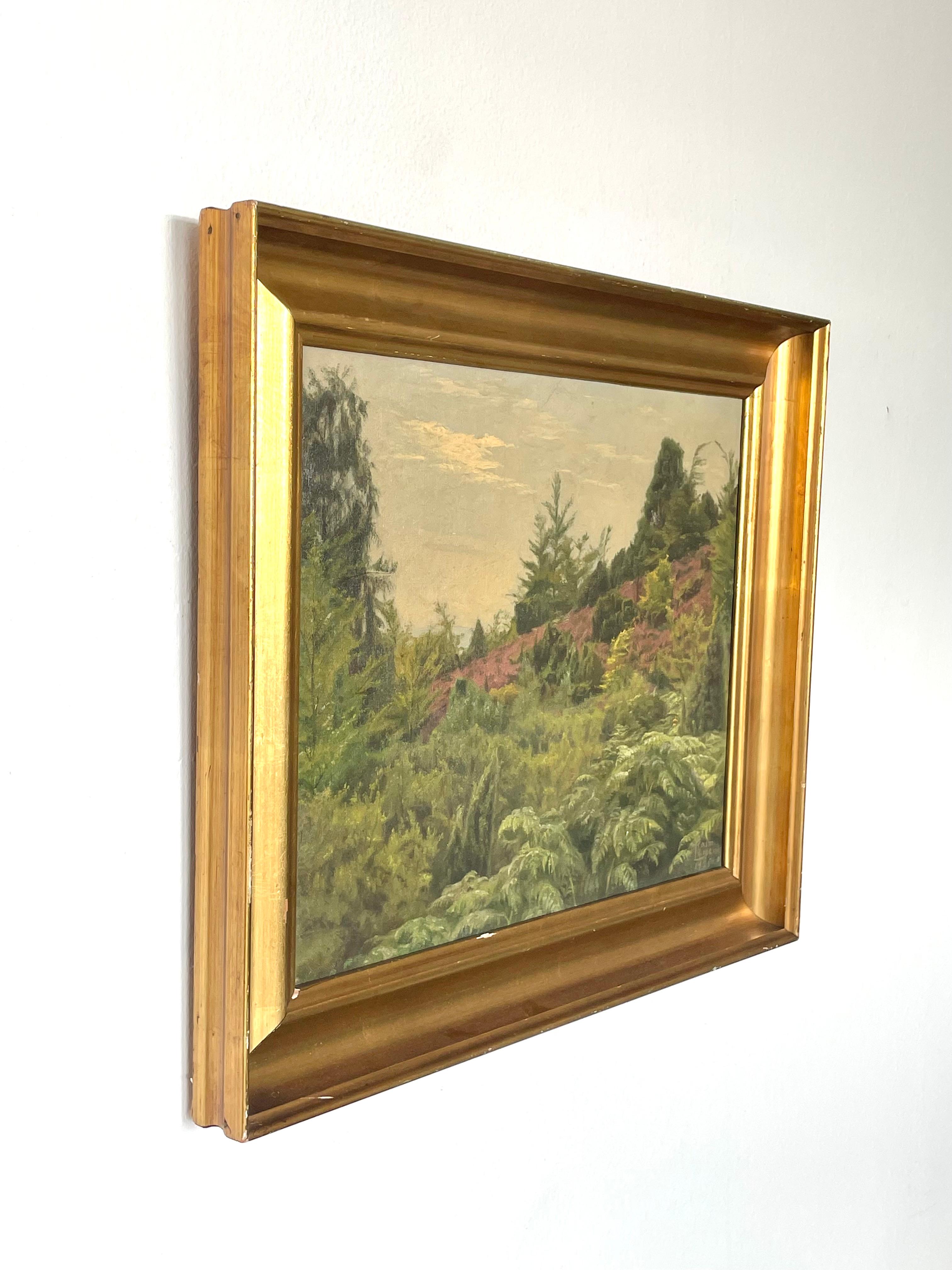Peinture à l'huile danoise ancienne du début du 20e siècle représentant un paysage, par Rasmus Larsen en vente 3