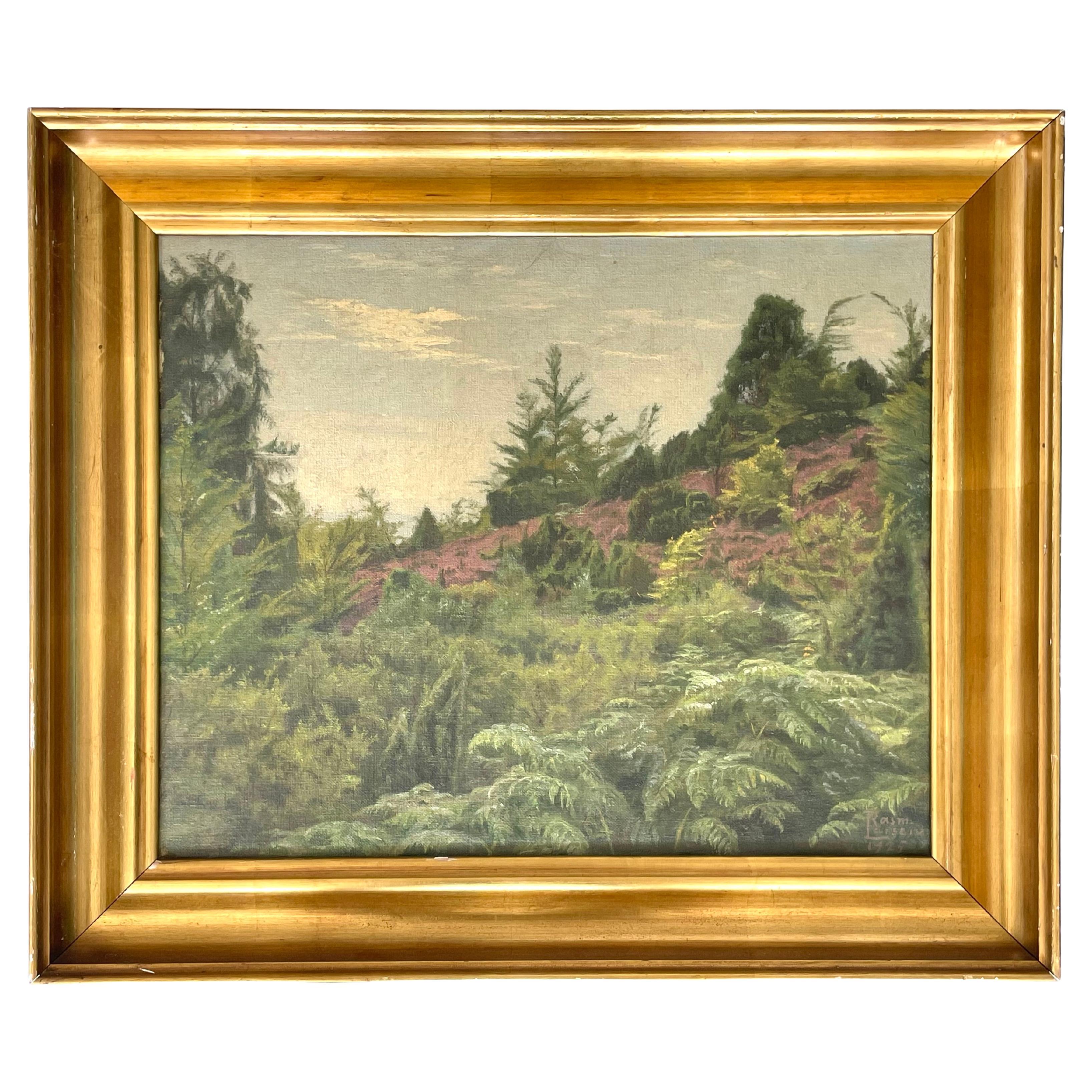 Danish antique early 20th century landscape oil painting by Rasmus Larsen