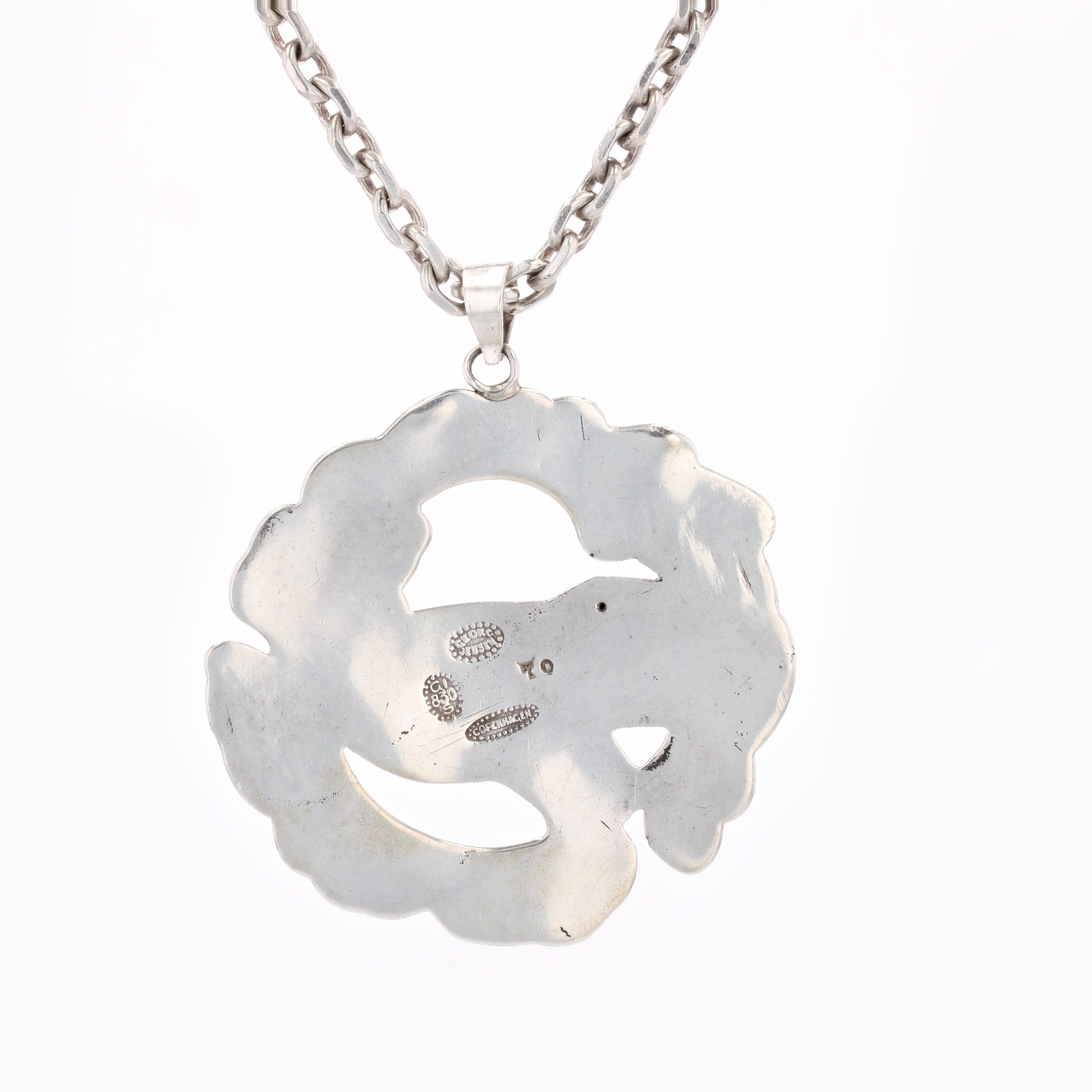 Collier en argent danois ancien signé Georg Jansen avec une colombe en vente 4