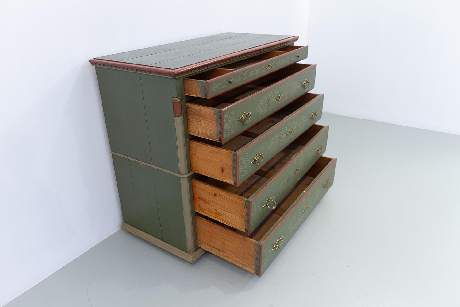 Danish Antique Green Chest of Drawers, 1850s. 5