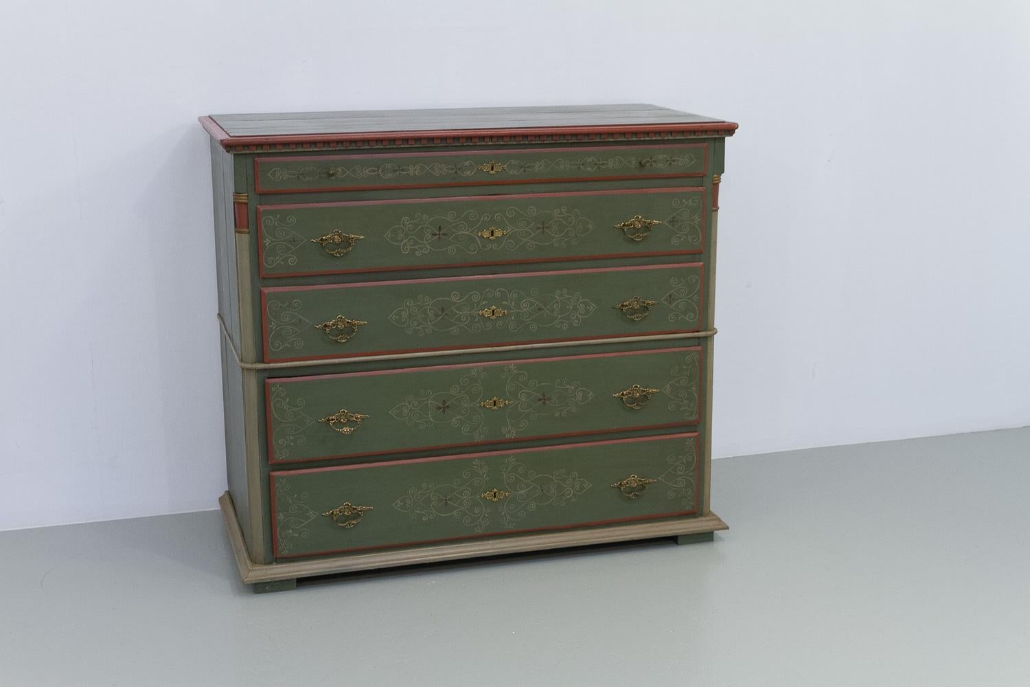 Danish Antique Green Chest of Drawers, 1850s. 7