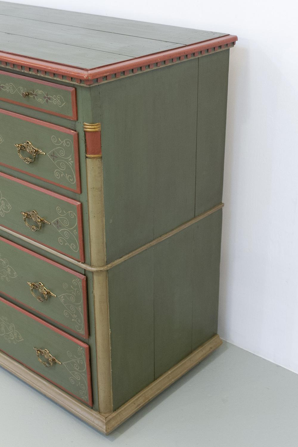 Danish Antique Green Chest of Drawers, 1850s. 9