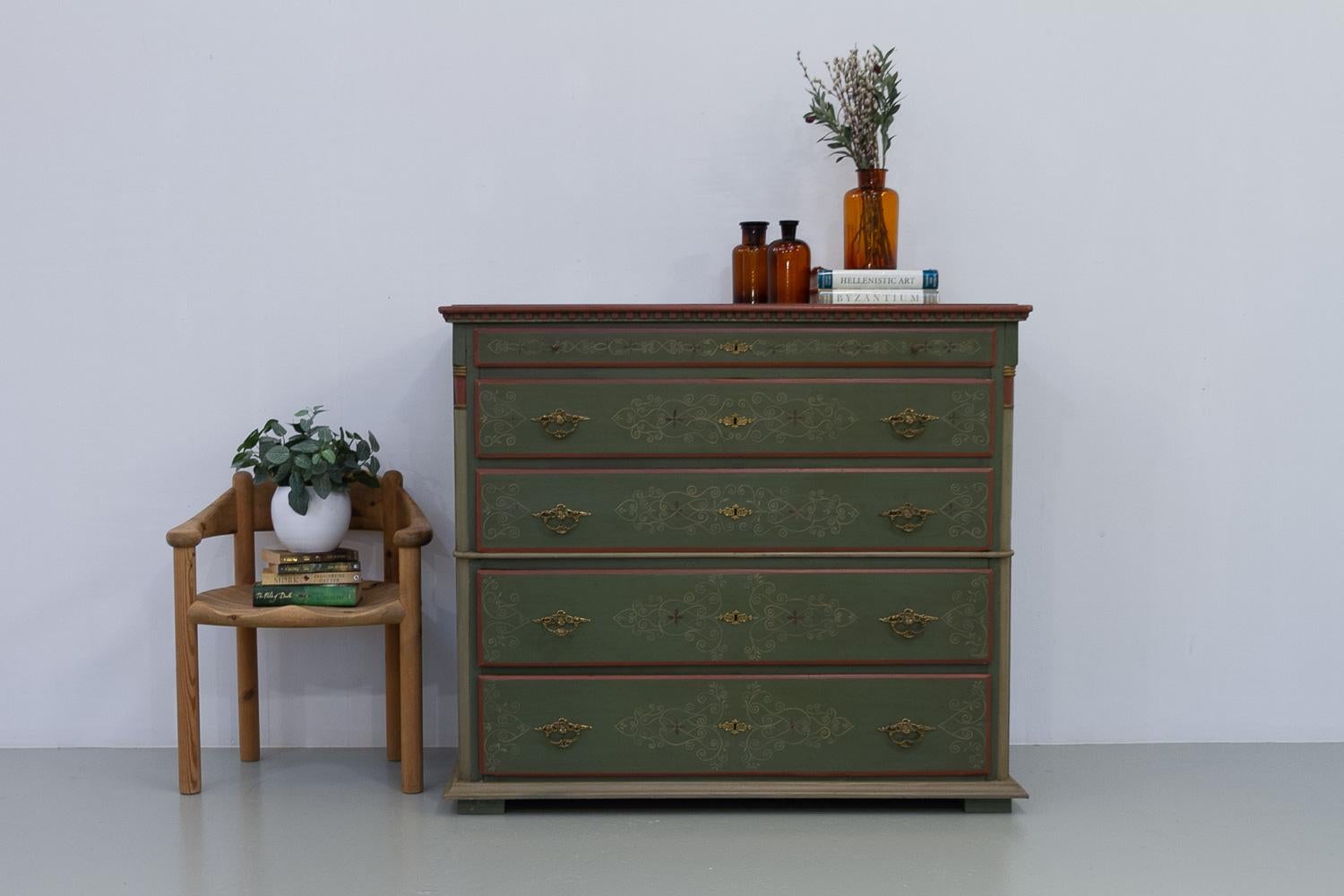 Danish Antique Green Chest of Drawers, 1850s. 10