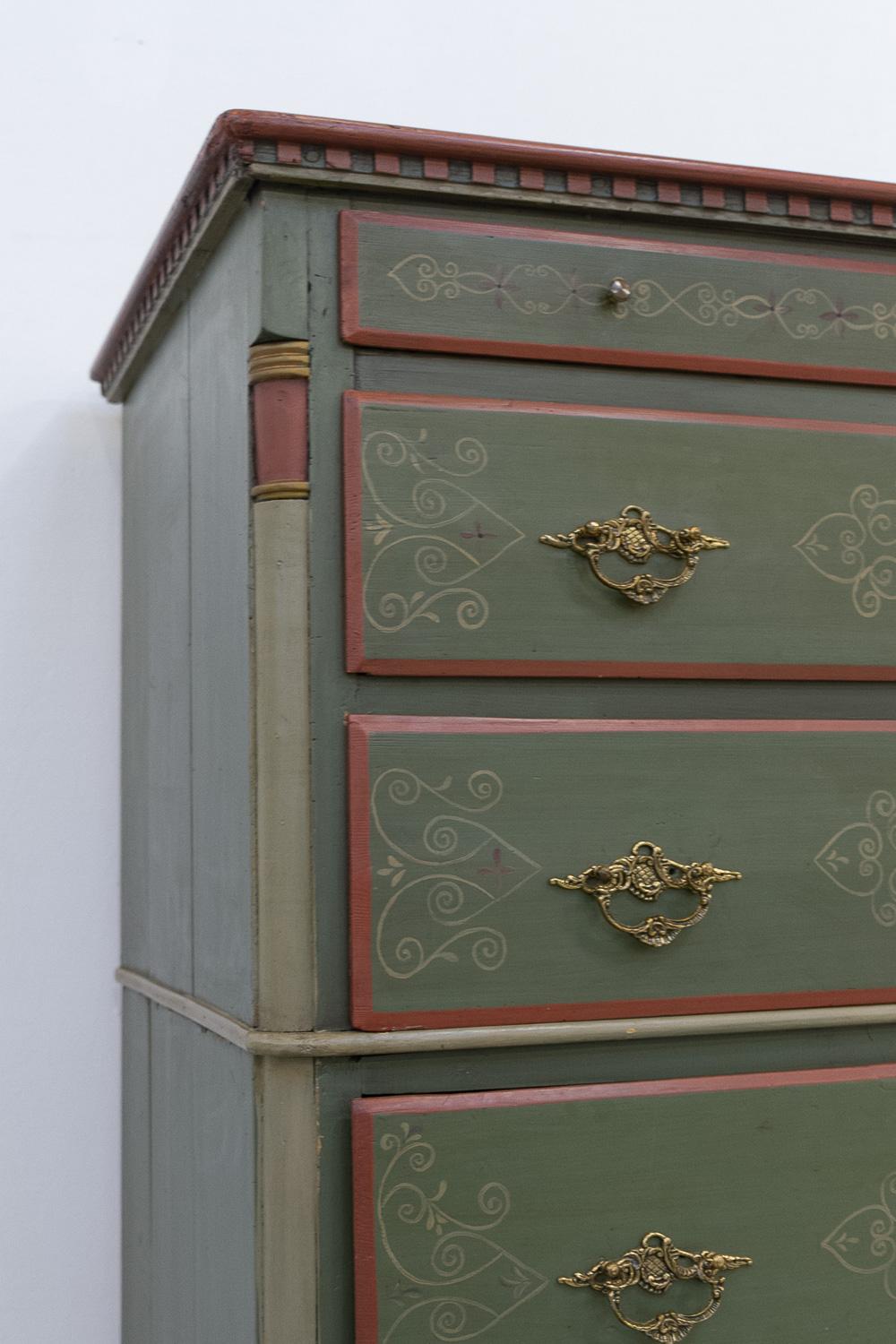 Danish Antique Green Chest of Drawers, 1850s. 1