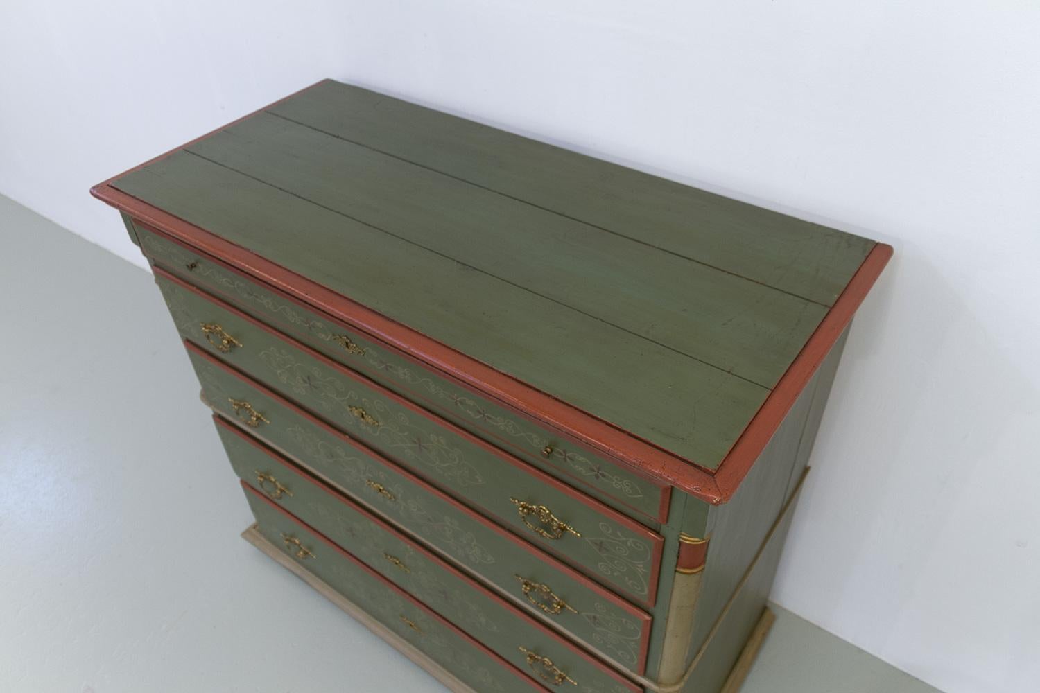 Danish Antique Green Chest of Drawers, 1850s. 2