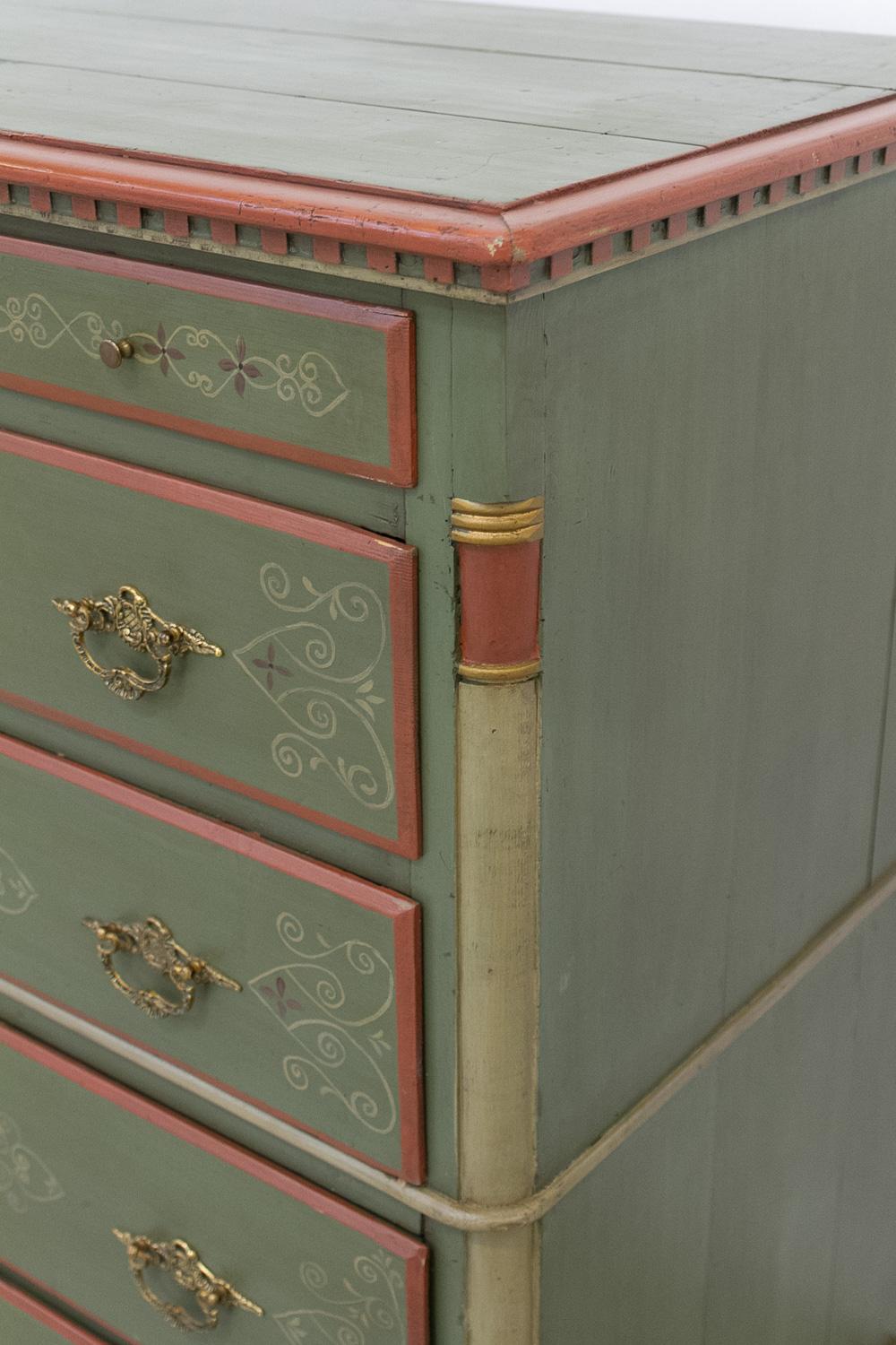 Danish Antique Green Chest of Drawers, 1850s. 3
