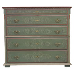 Danish Antique Green Chest of Drawers, 1850s.