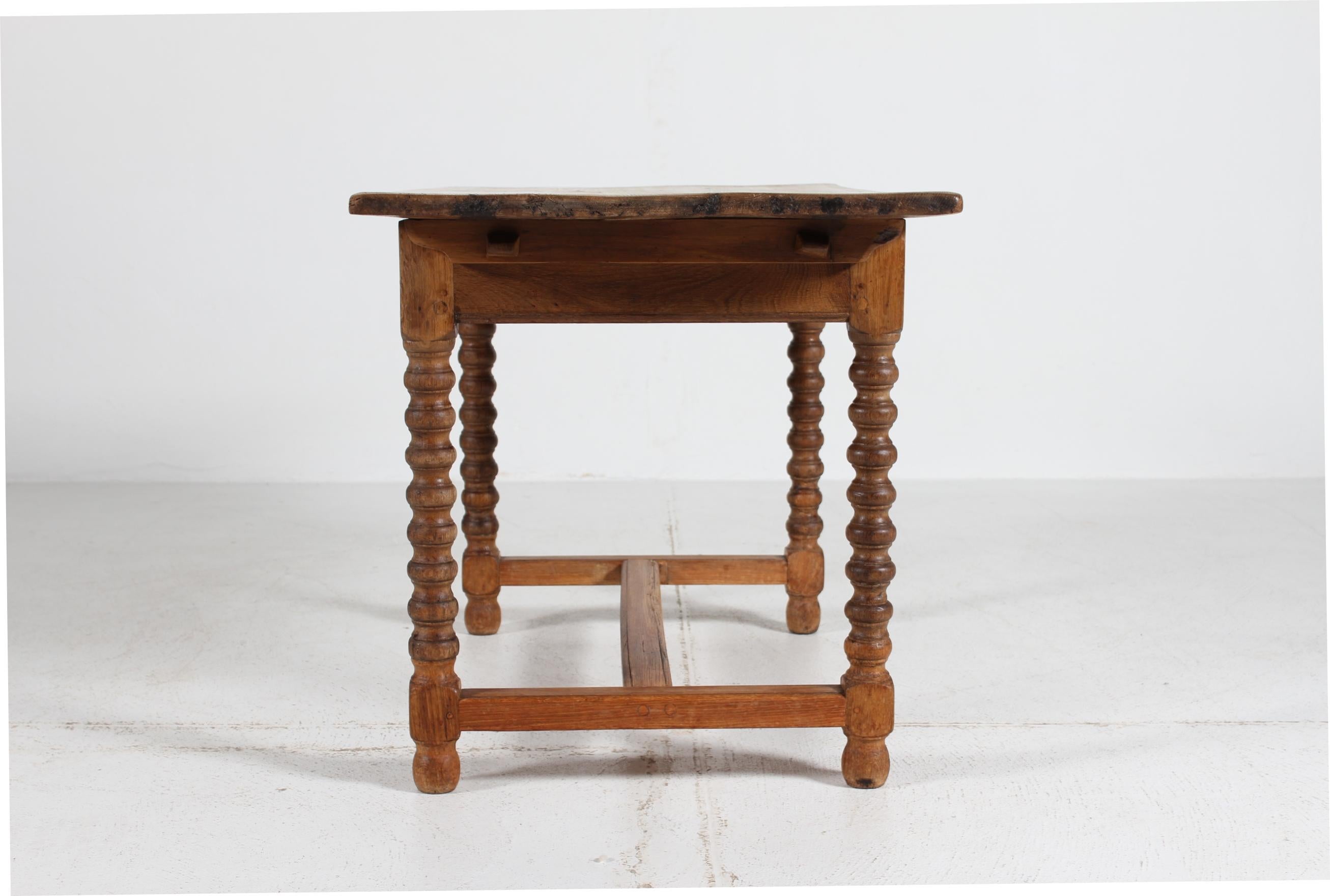 Danish Antique Handcrafted Baroque Style Coffee Table of Solid Oak 1850s For Sale 6