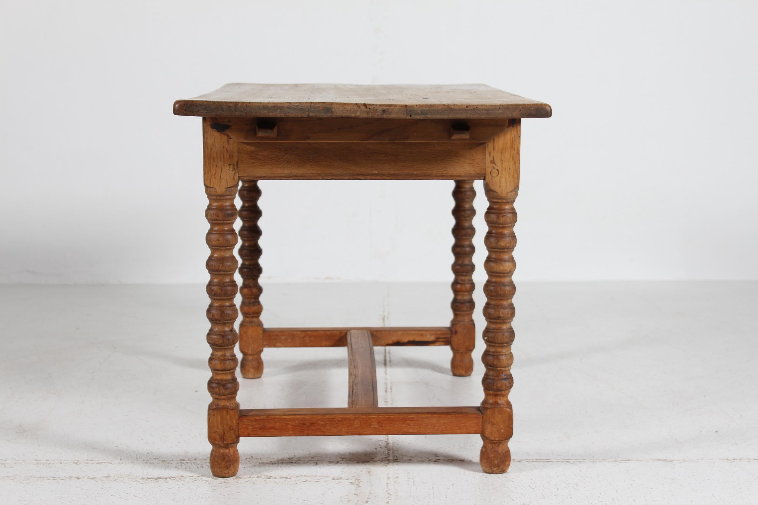 Danish Antique Handcrafted Baroque Style Coffee Table of Solid Oak 1850s For Sale 8