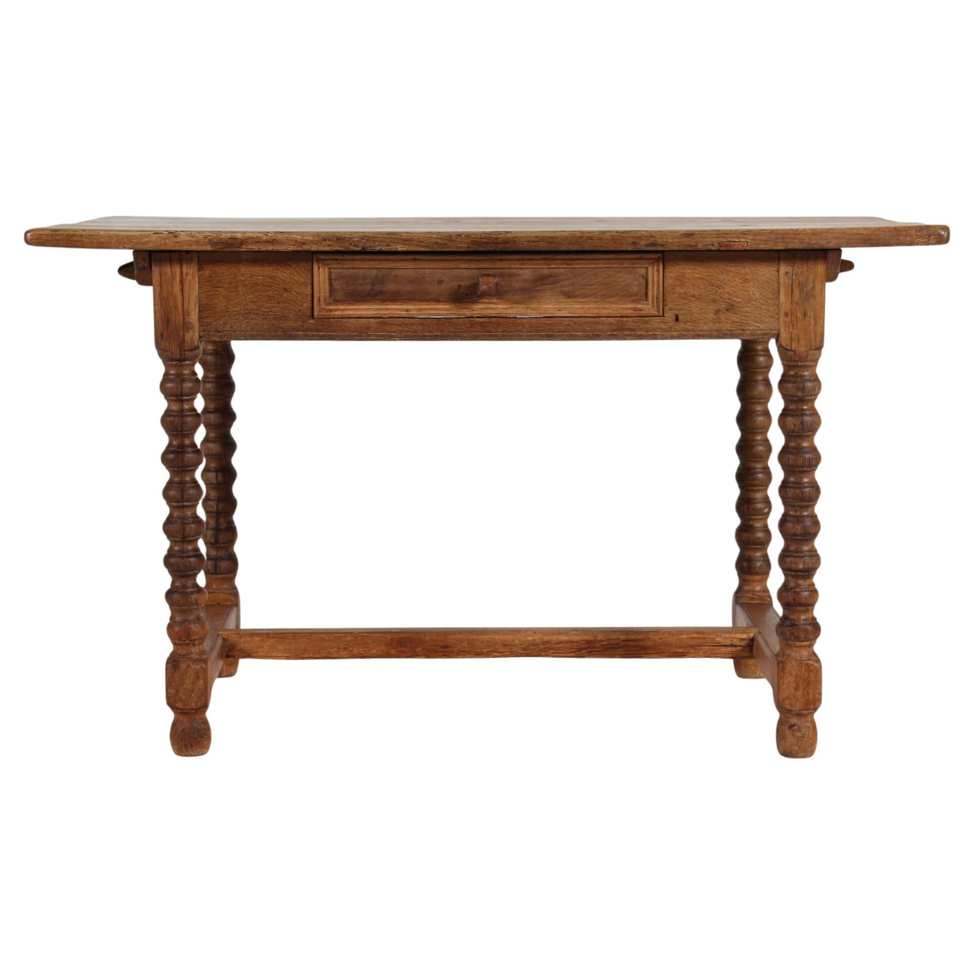 Danish Antique Handcrafted Baroque Style Coffee Table of Solid Oak 1850s For Sale