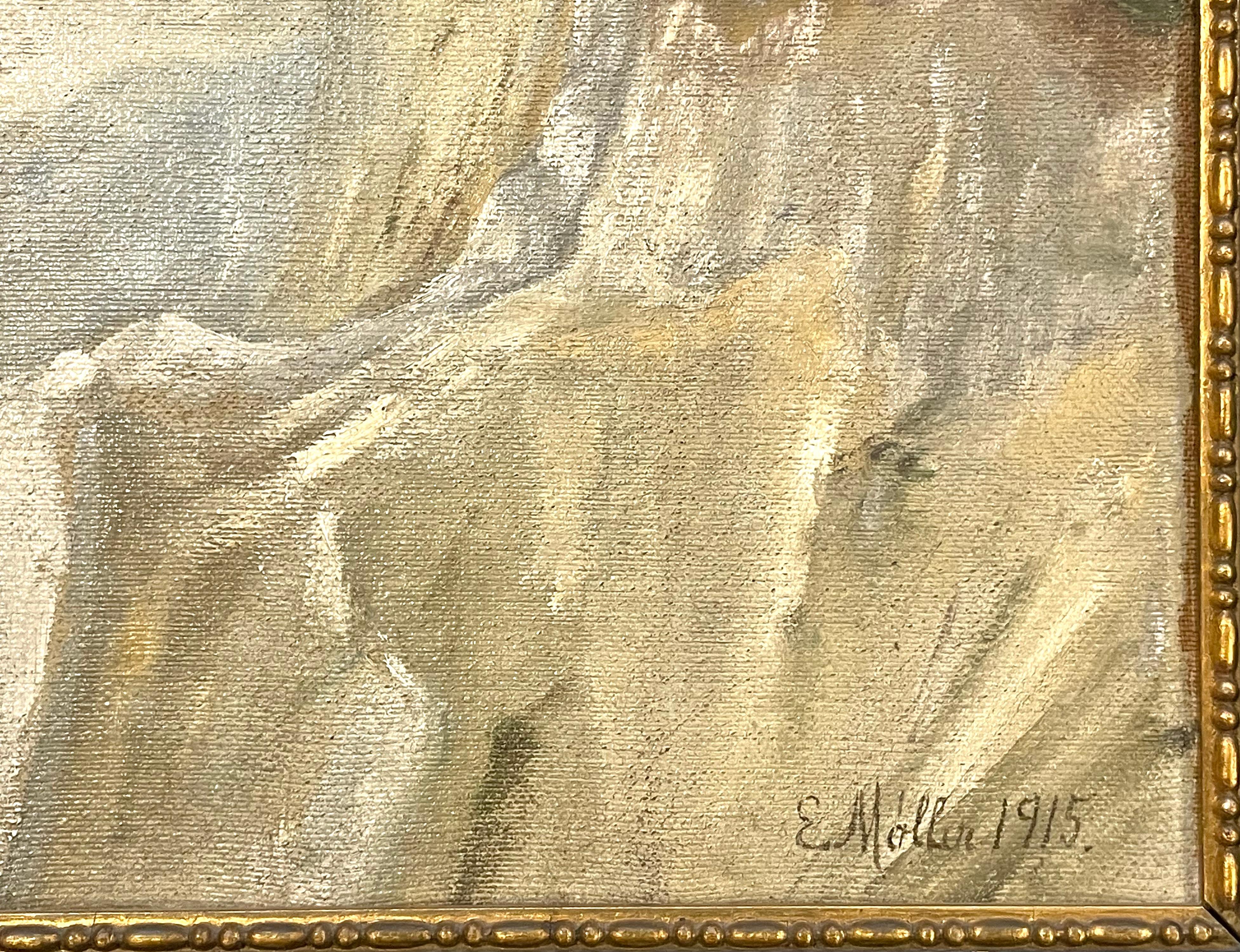 Dänische antike Landschaft Naturalist Ölgemälde aus 1915 von Møns Klint im Angebot 1