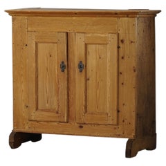 Danish Antique Pine Cabinet with Paneled Doors, Wabi Sabi, Late 18th Century