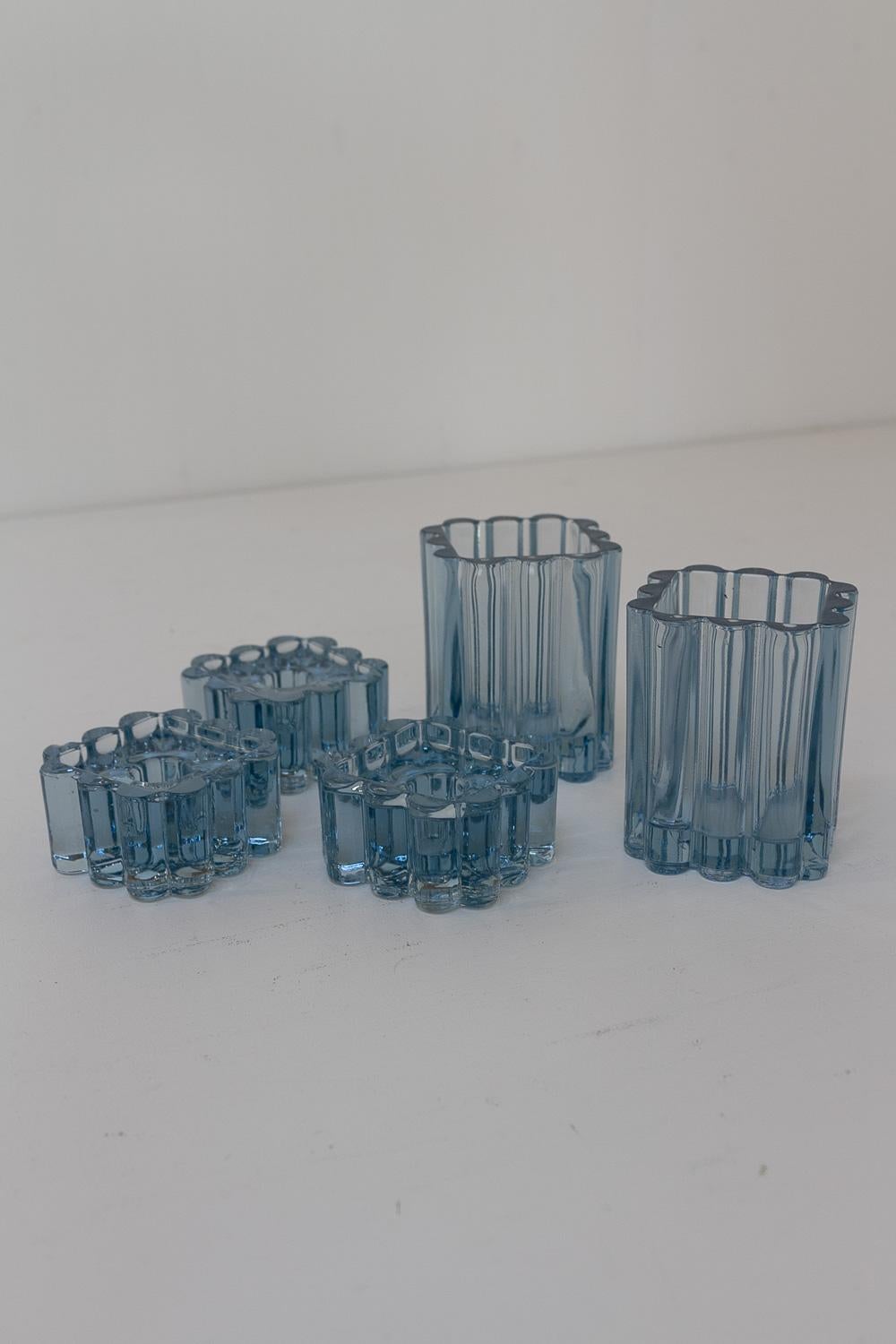Metà XX secolo Vetro Arcade danese di Christel Holmgren-Exner per Holmegaard, anni '60. Set di 5. in vendita