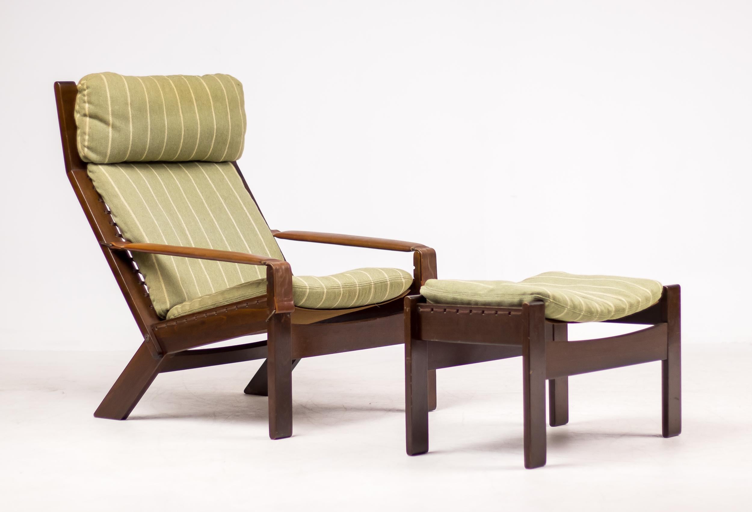Danish Architectural Lounge Chair with Footstool 3