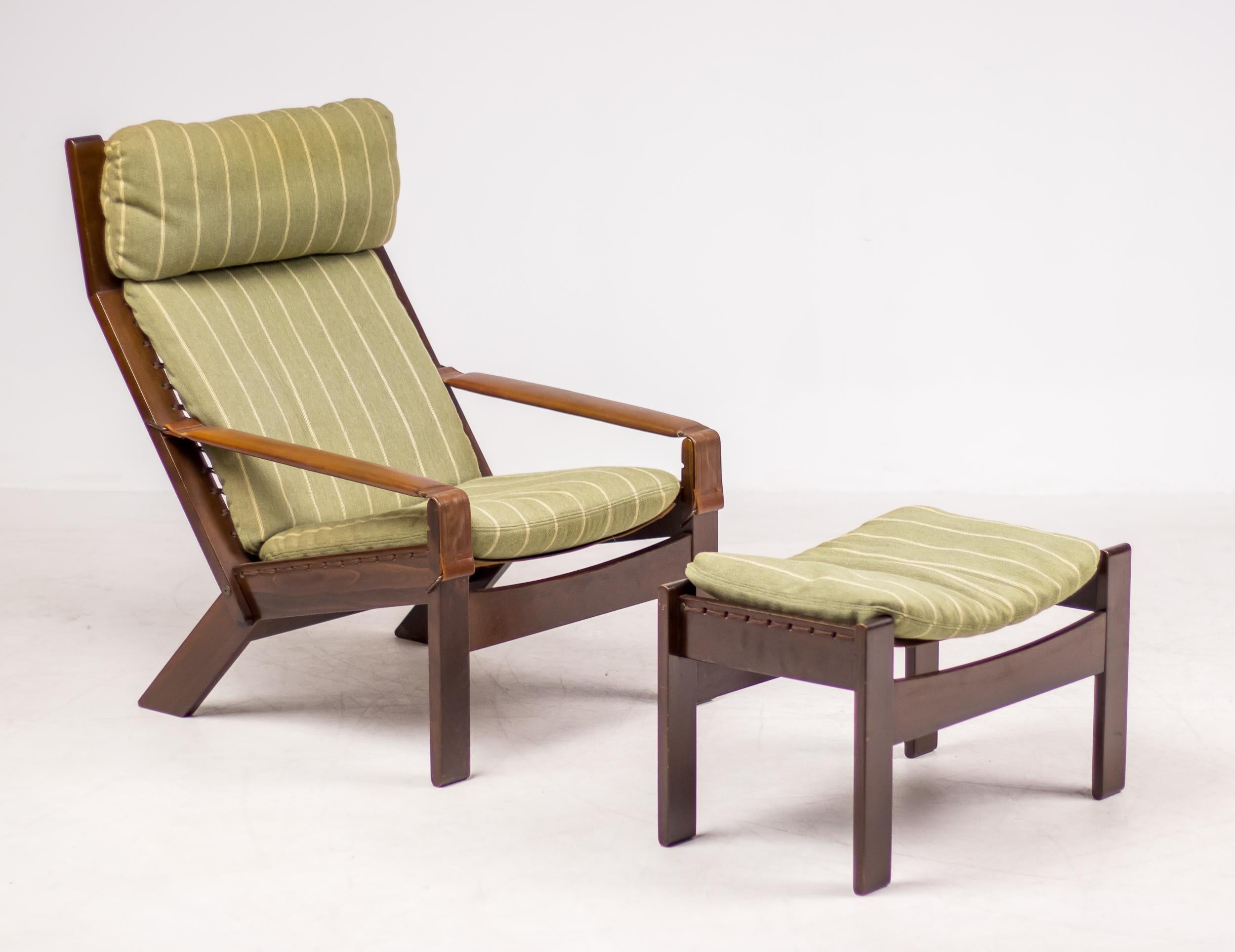 Danish Architectural Lounge Chair with Footstool 5