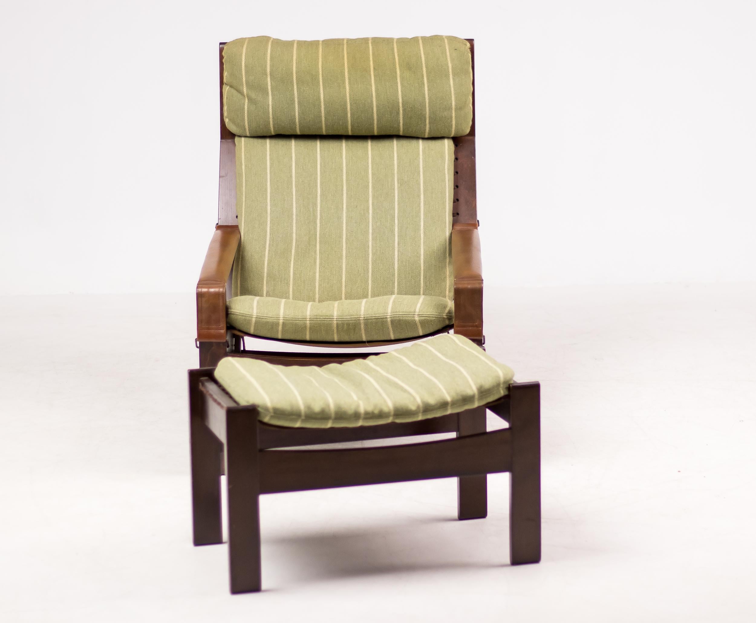 Danish Architectural Lounge Chair with Footstool 6