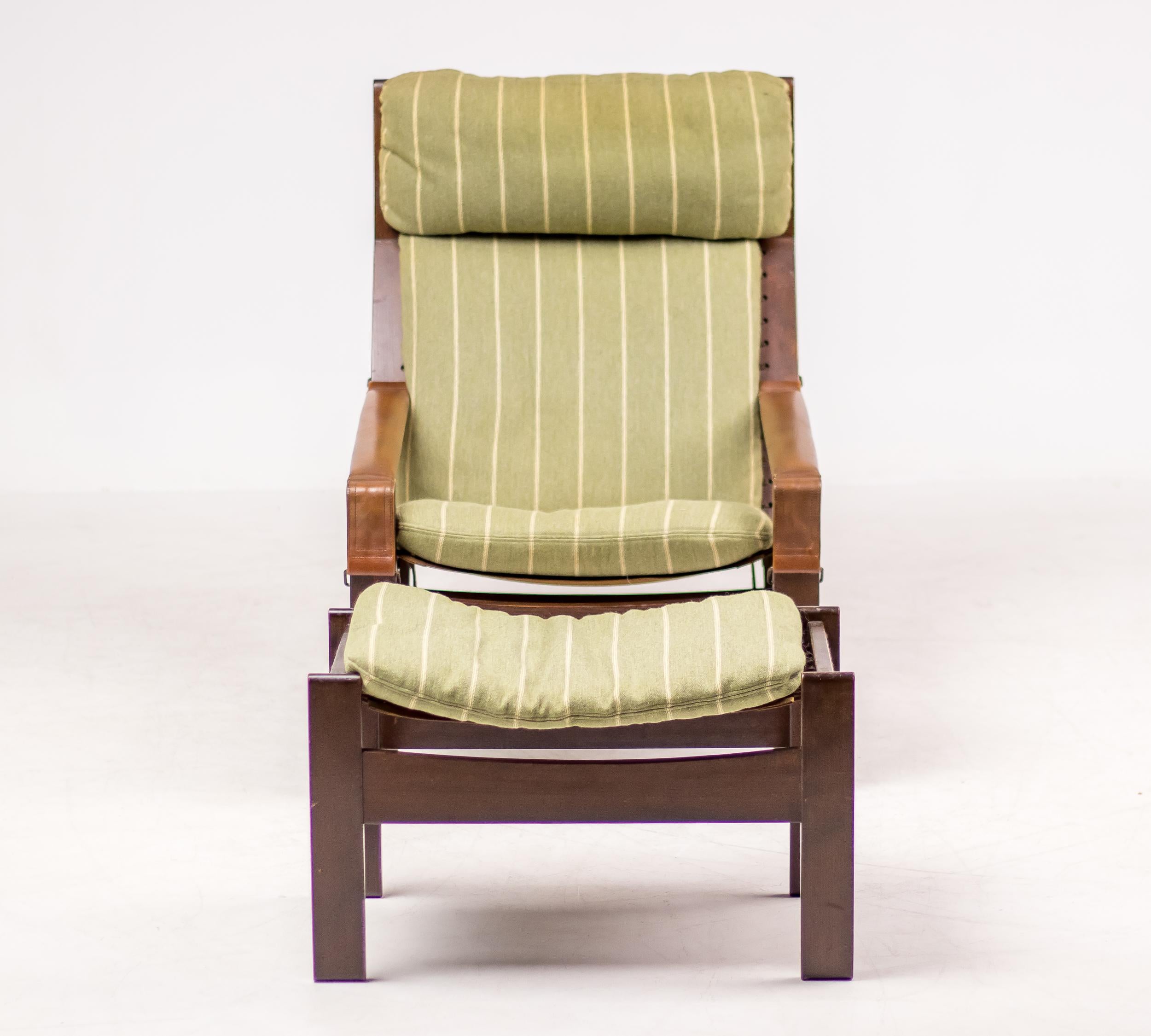Danish Architectural Lounge Chair with Footstool 1