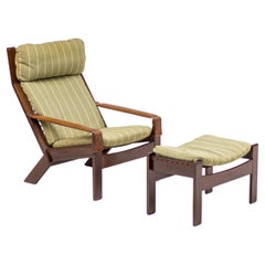Danish Architectural Lounge Chair with Footstool