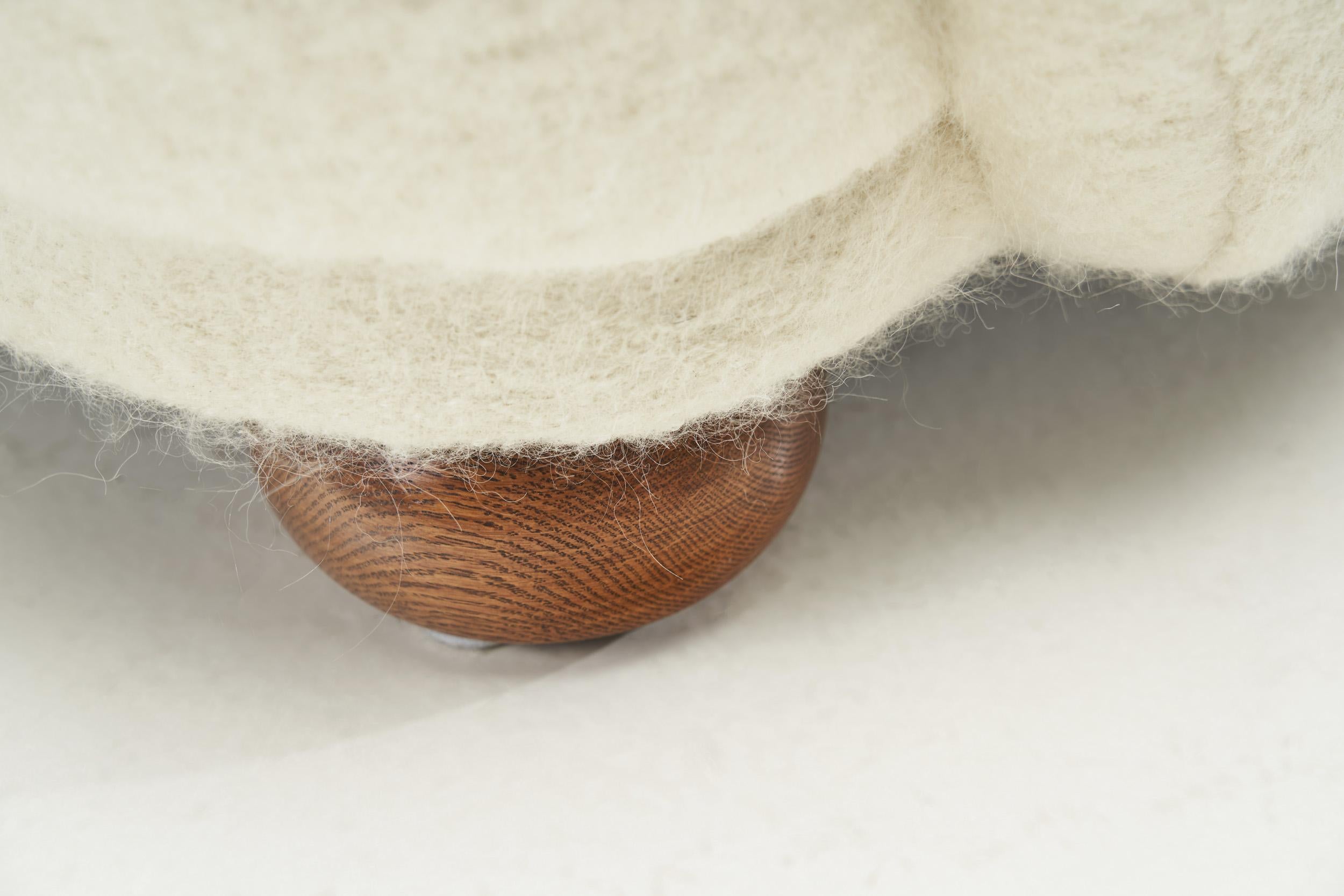 Danish Armchair and Ottomans with Stained Beech Bun Feet, Denmark, 1940s 9