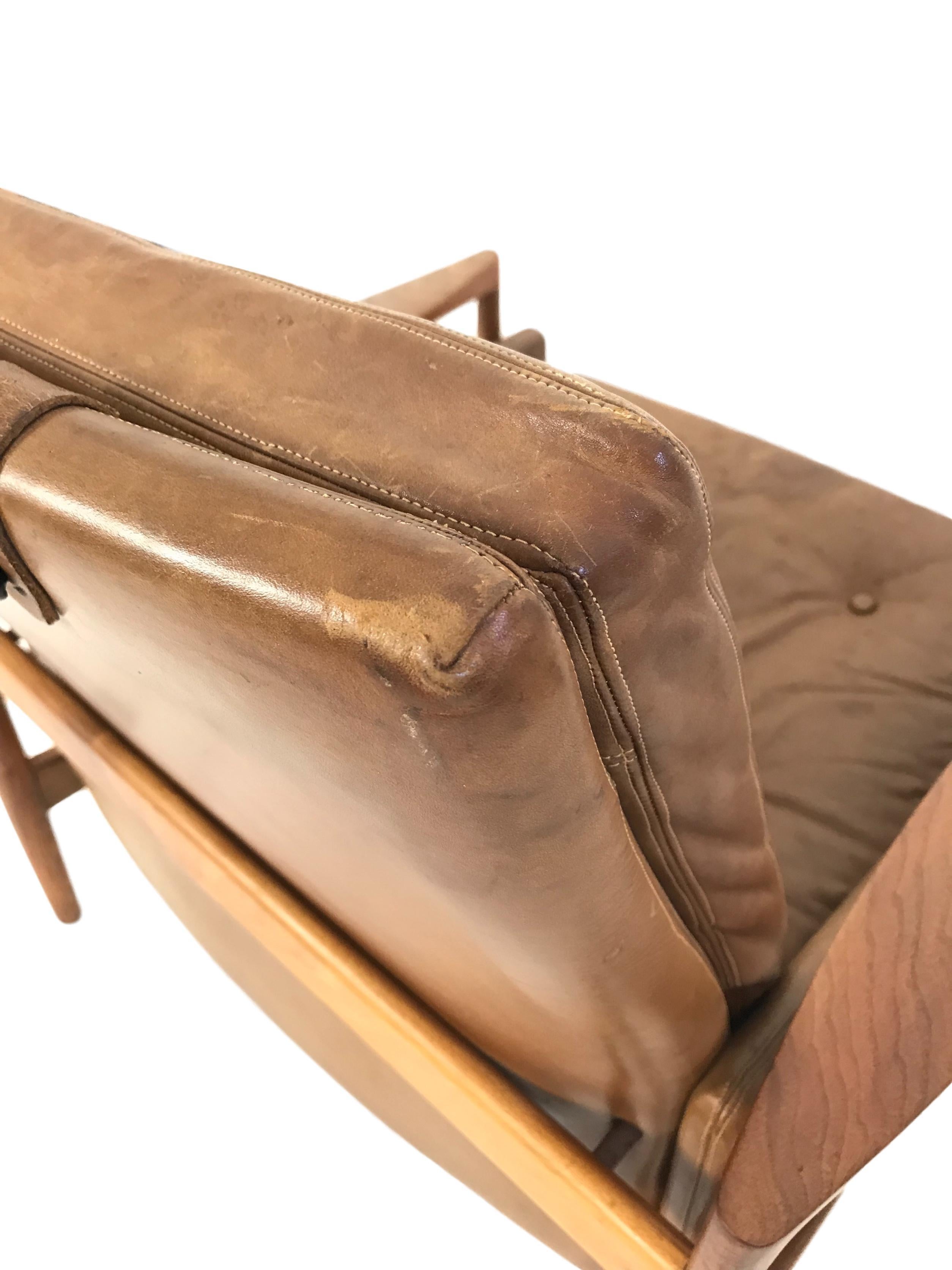 Leather Danish Armchair by Erik Worts, circa 1960 For Sale