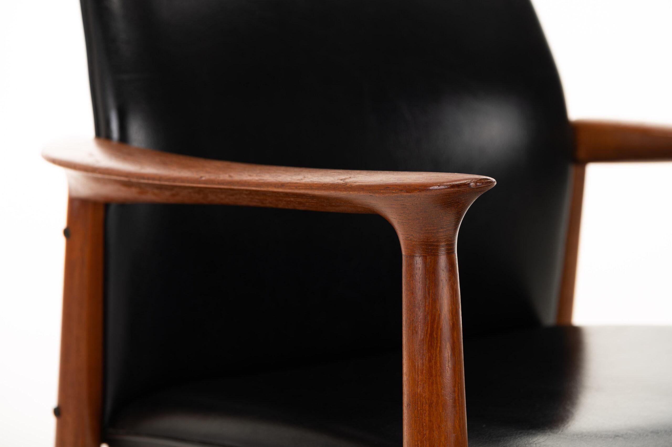 Faux Leather Danish Armchair by Grete Jalk for Glostrup, Denmark 1960s For Sale