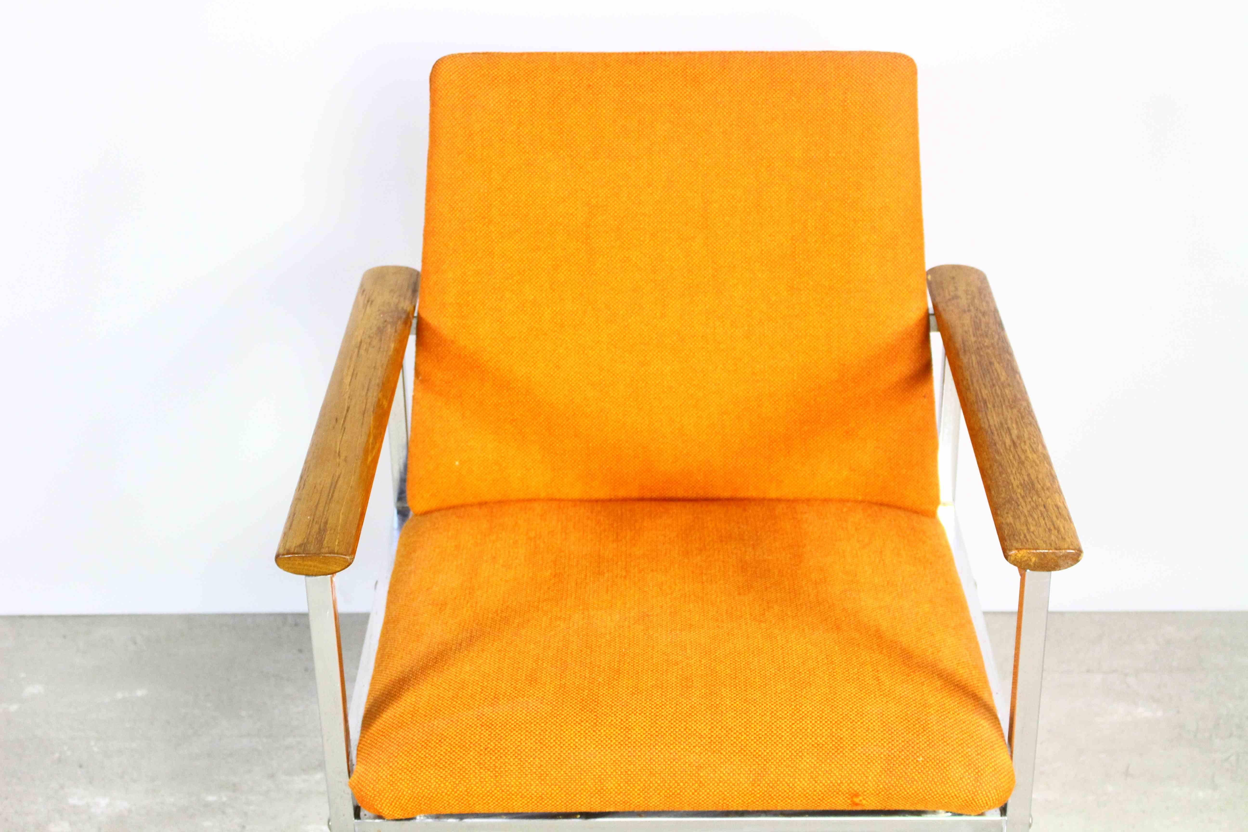 Chrome Danish Armchair By Sigvard Bernadotte For France & Søn 1970s For Sale