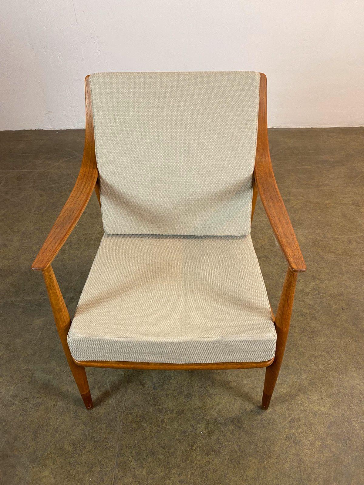 Metà XX secolo Poltrona danese France & Son Mid Century Teak Vintage